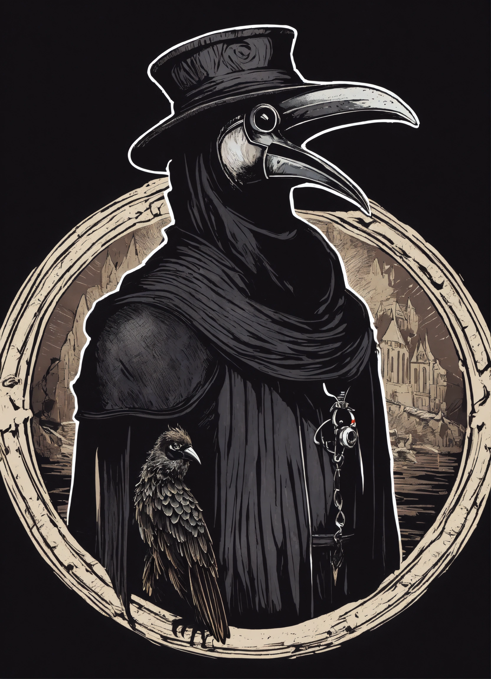 Lexica - ILLUSTRATION OF A BLACK PLAGUE DOCTOR WITH THE BEAK MASK ...