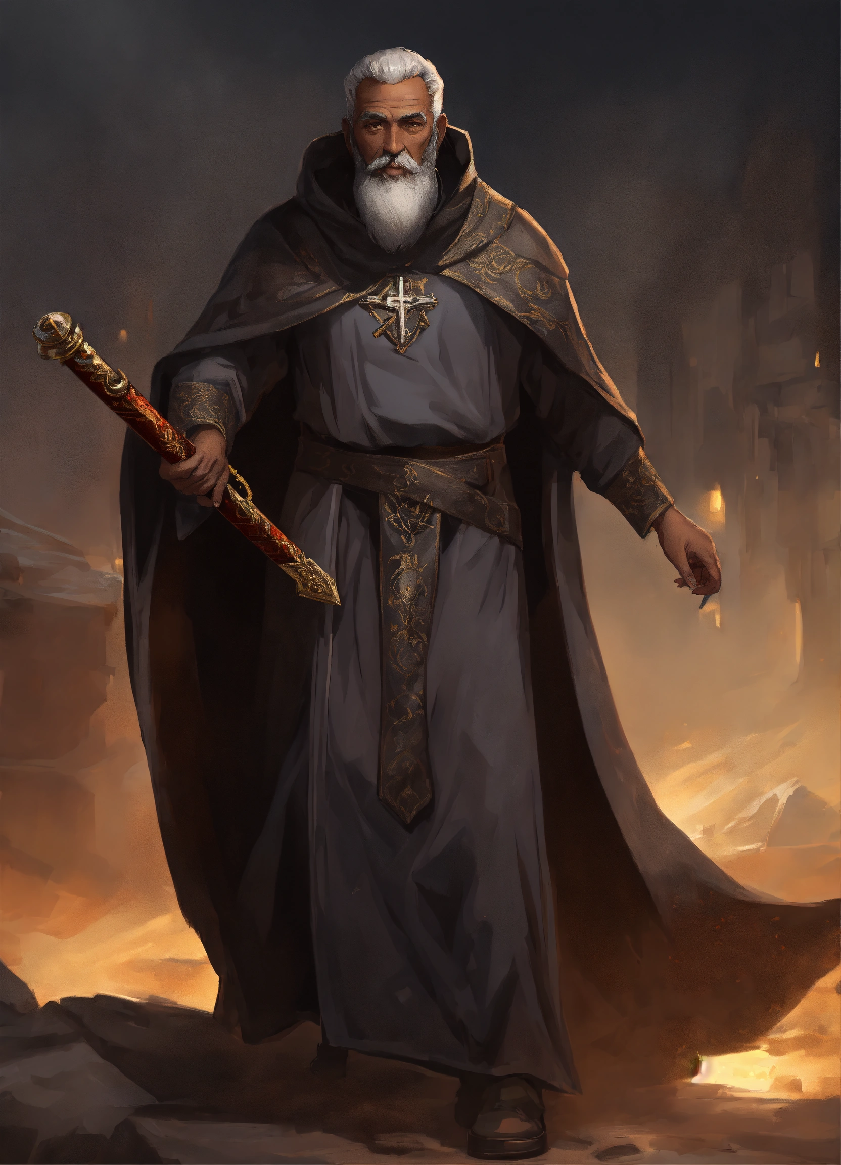 Lexica - Old man wearing gray and black monastic robes, gray short hair ...