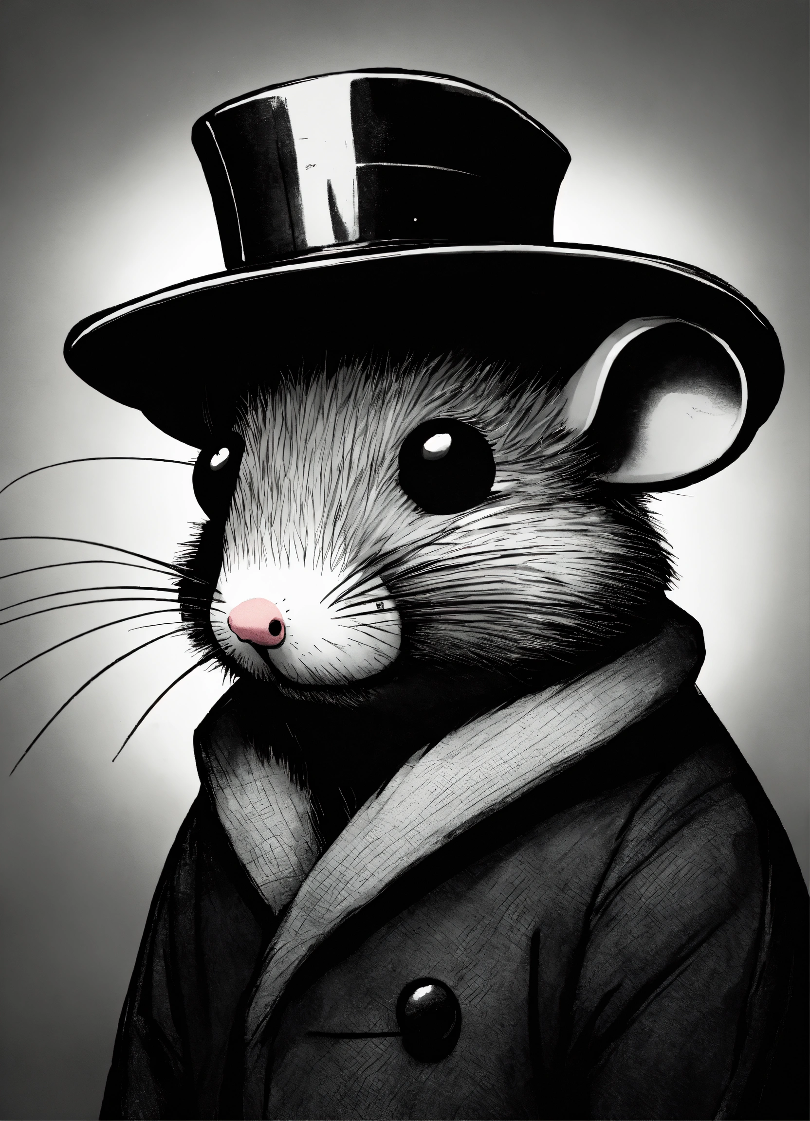 Lexica - Sad mouse with hat and coat, eyebags, gloomy, cartoon-styled ...