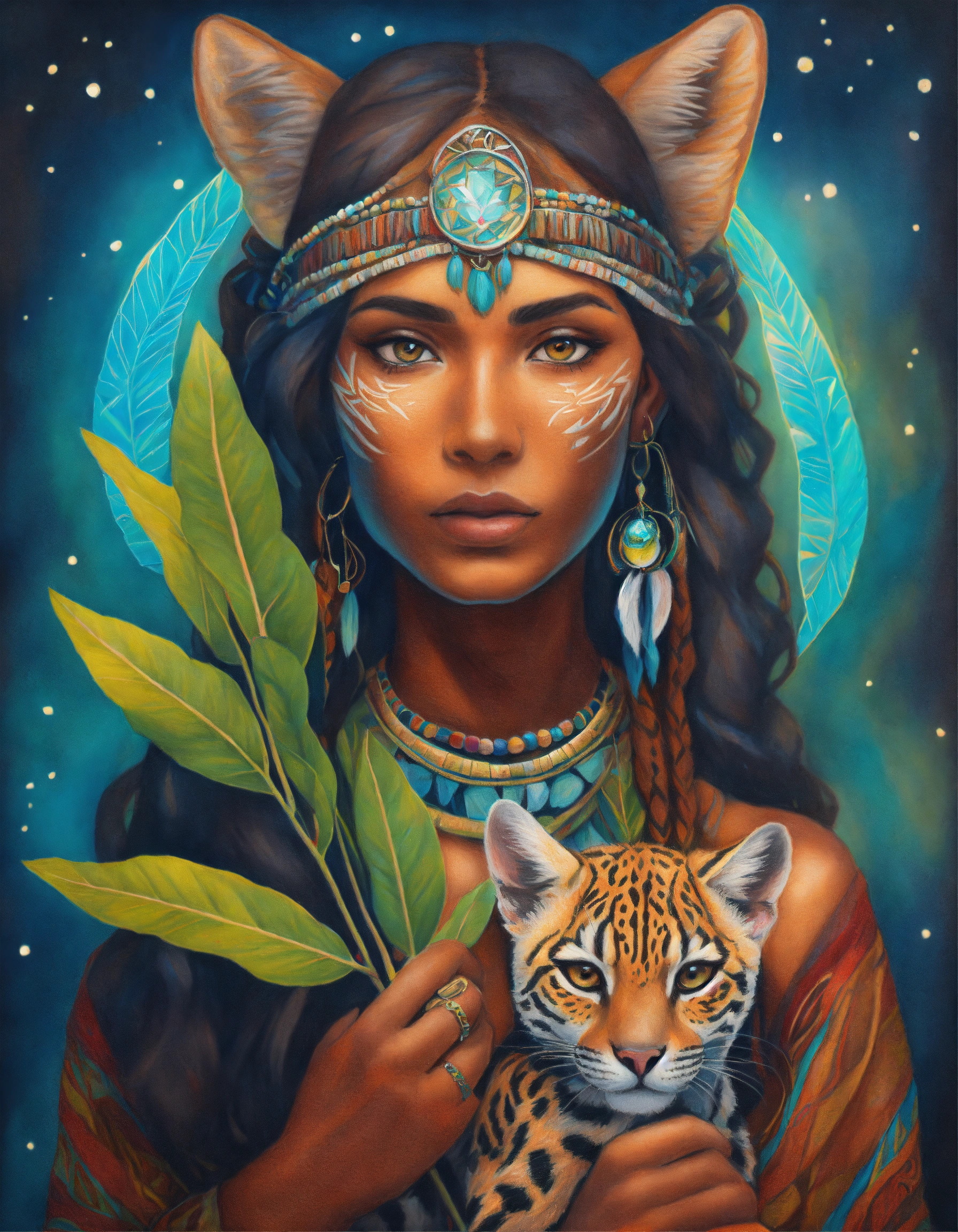 Lexica - Colored pencil illustration portrait of an indigenous shaman