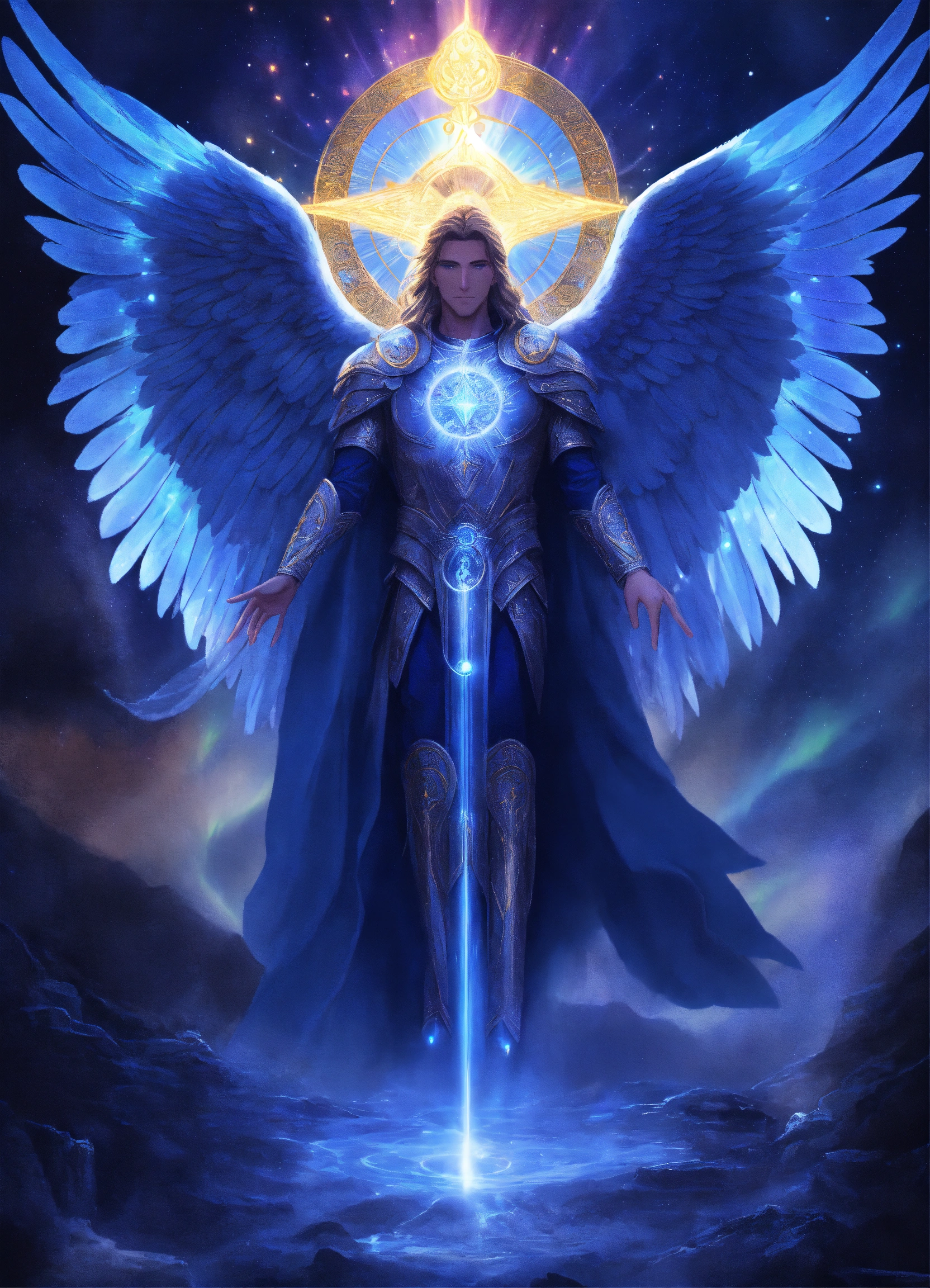 Lexica - Archangel Michael with an elderly visage, mystic emblem ...