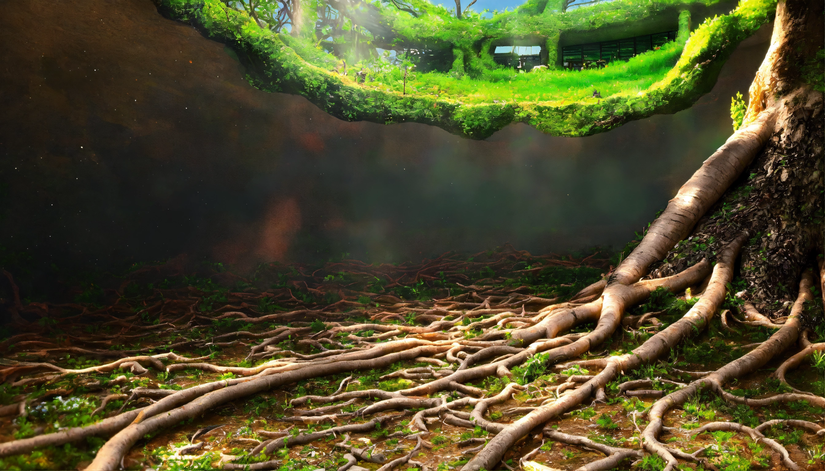Lexica - Cut through image of spare tree roots beneath the ground but ...