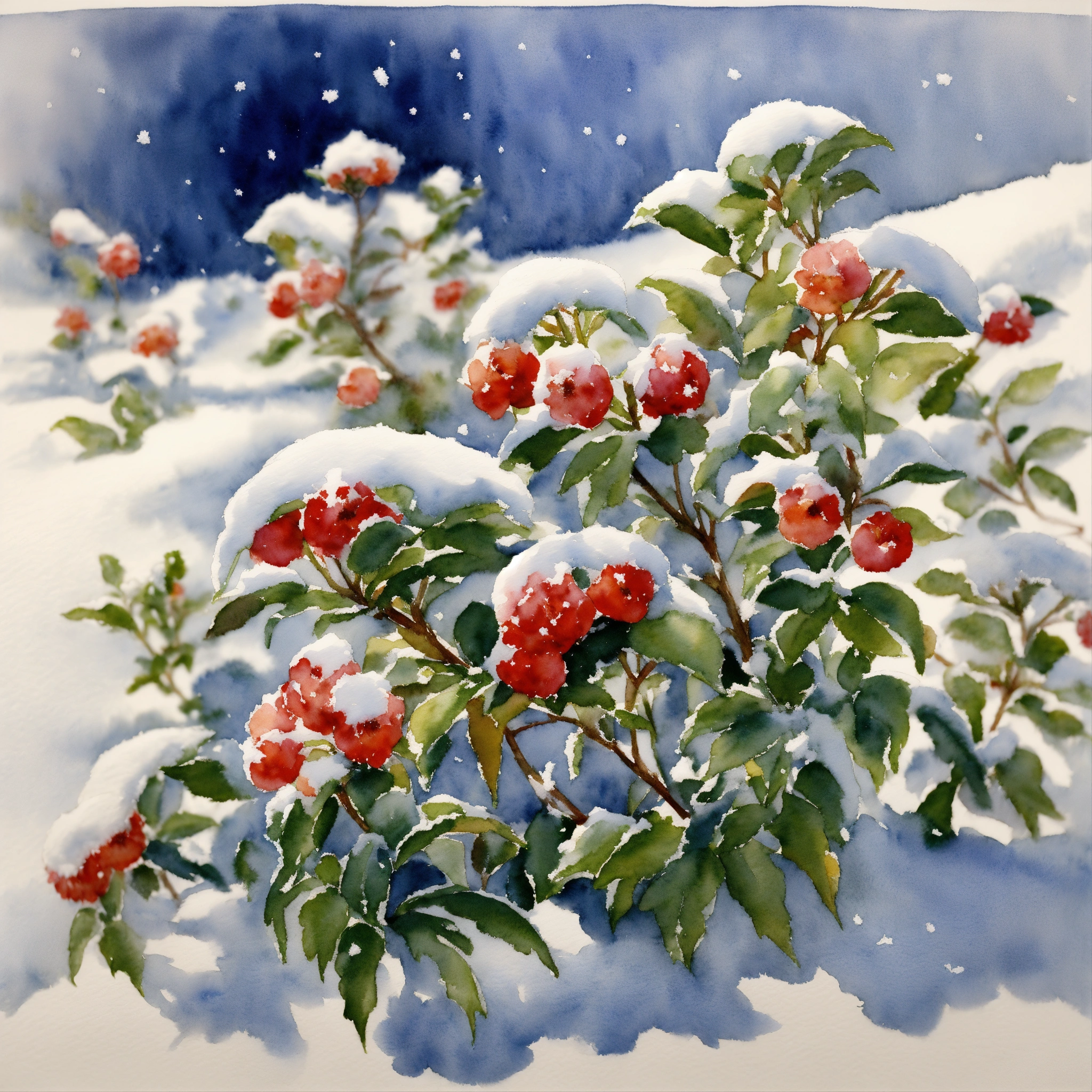 Lexica - White background, a bush covered with snow, realism, sharp ...
