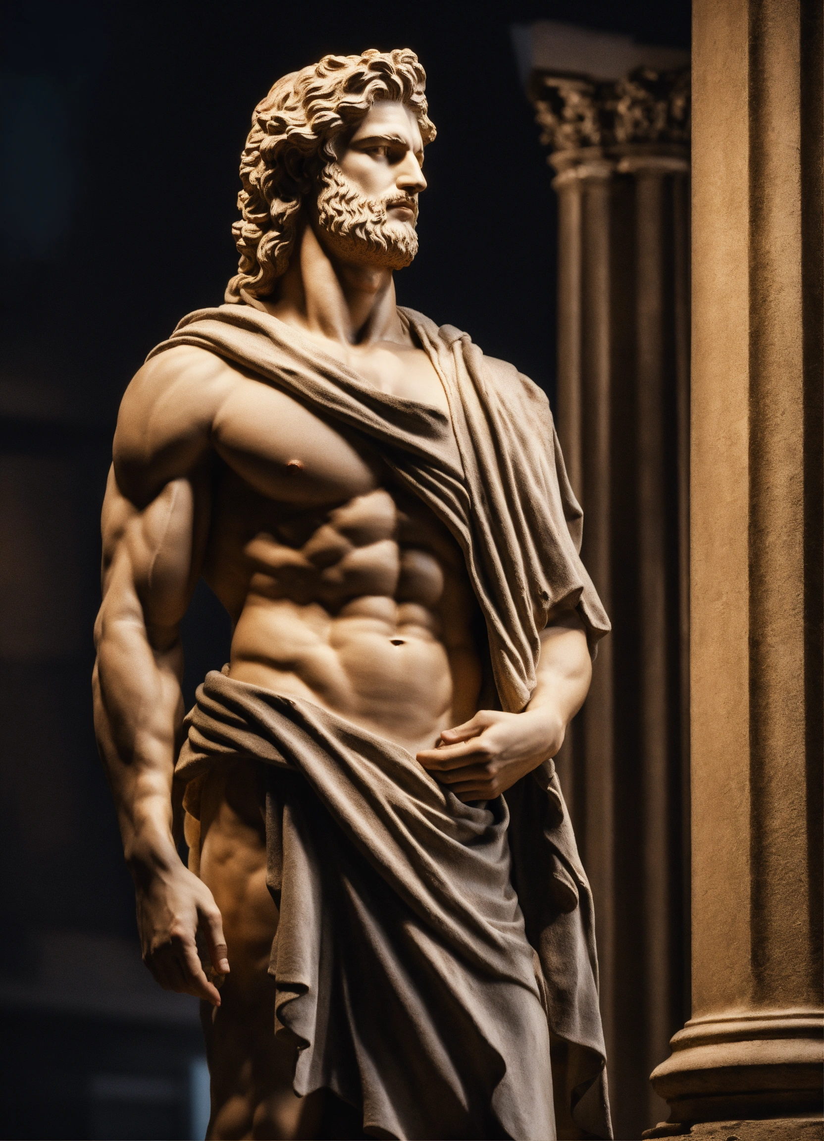 Lexica - Simple muscular greek god statue with middelparting hair with ...