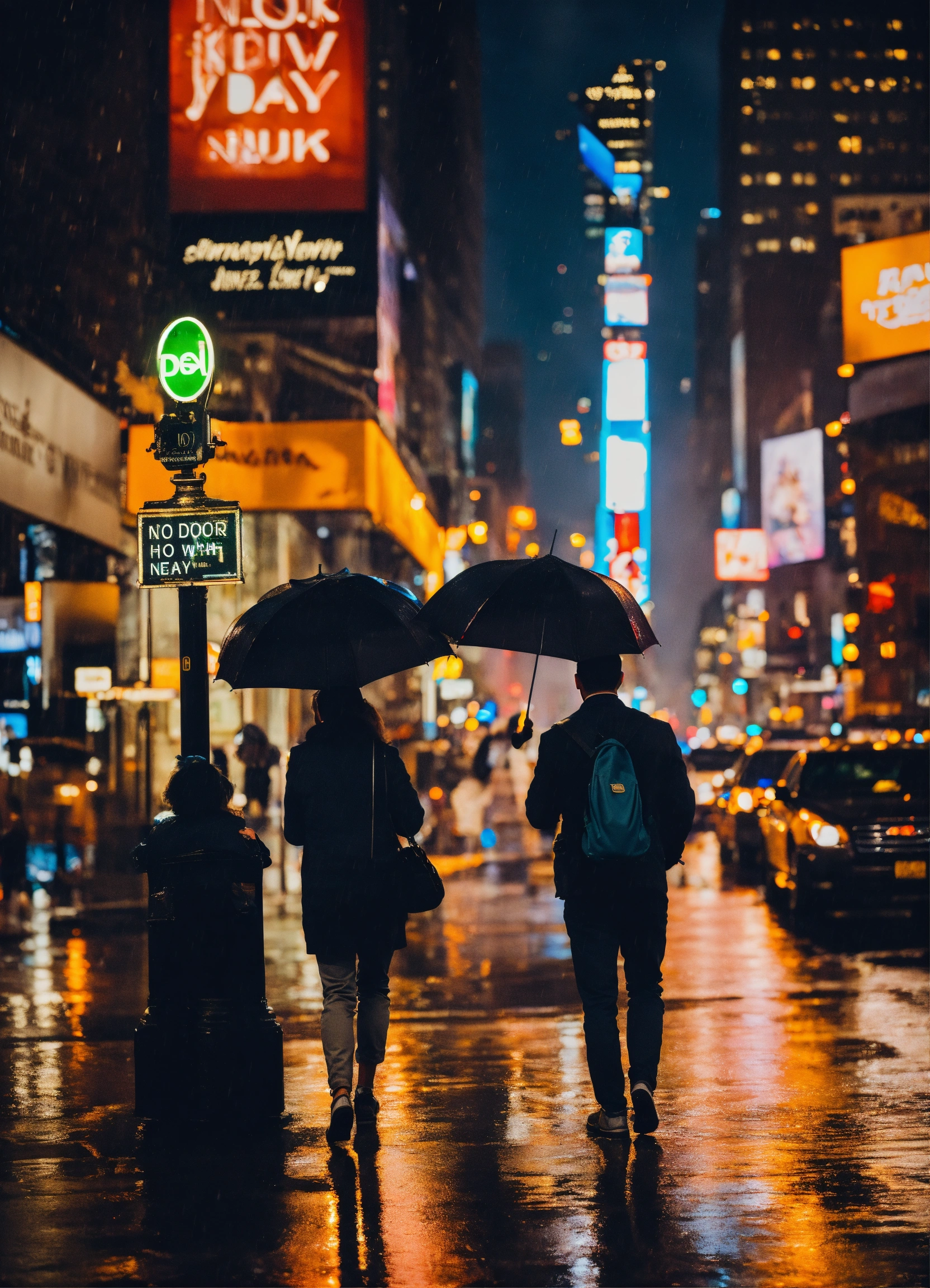 Lexica - Raining day in New York with a couple saying goodbye at night