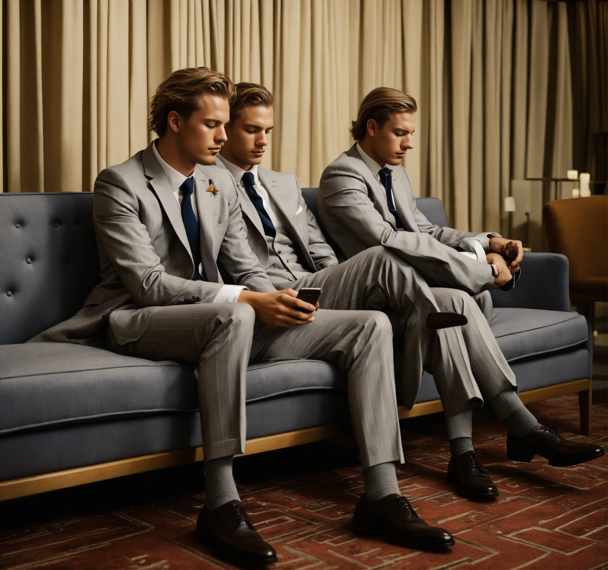 Lexica - Two Swedish Young Gentlemen In Light Grey Pinstripe Suit ...