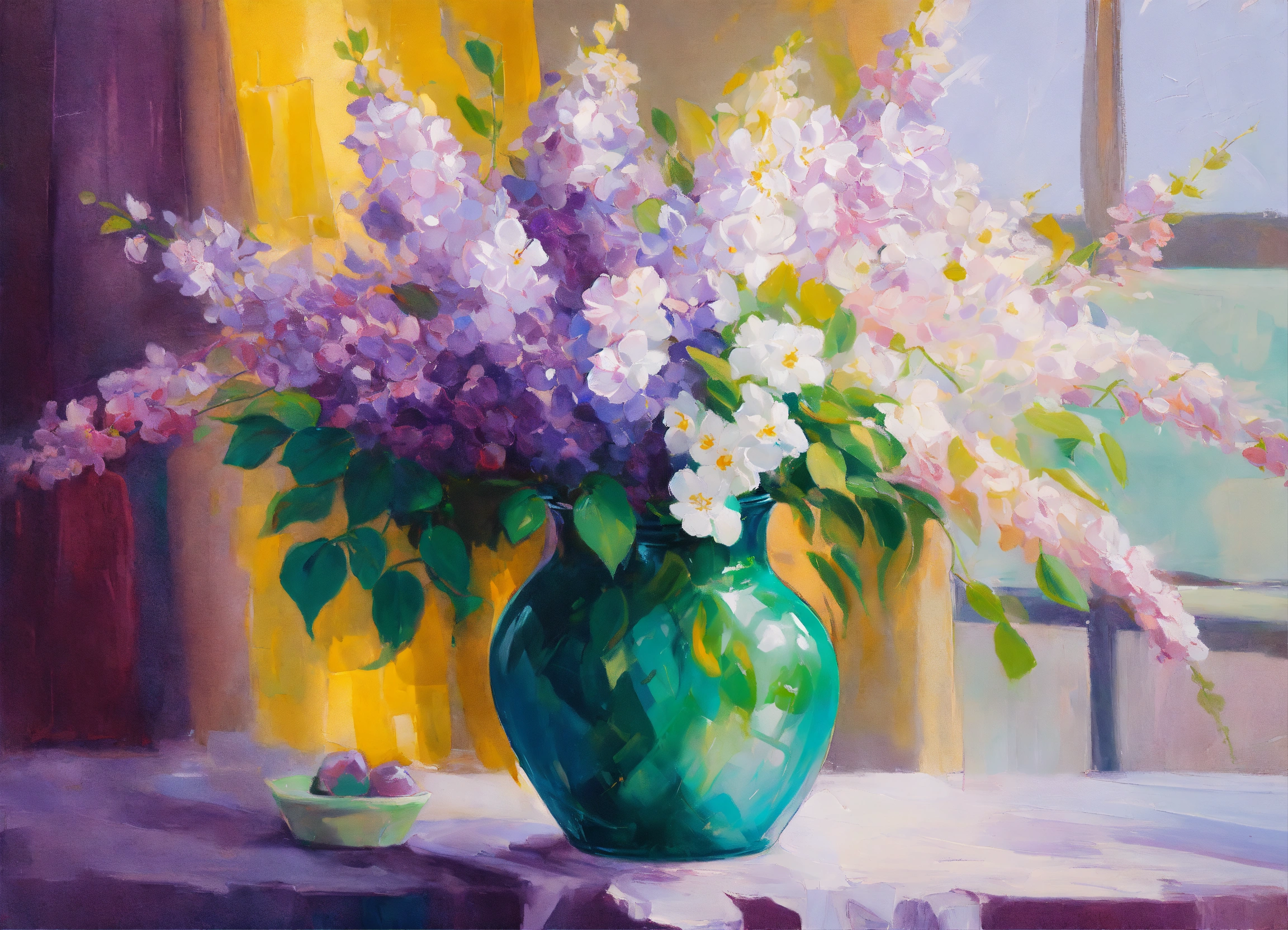 Lexica - Abstract impressionistic oil painting of beautiful still life ...