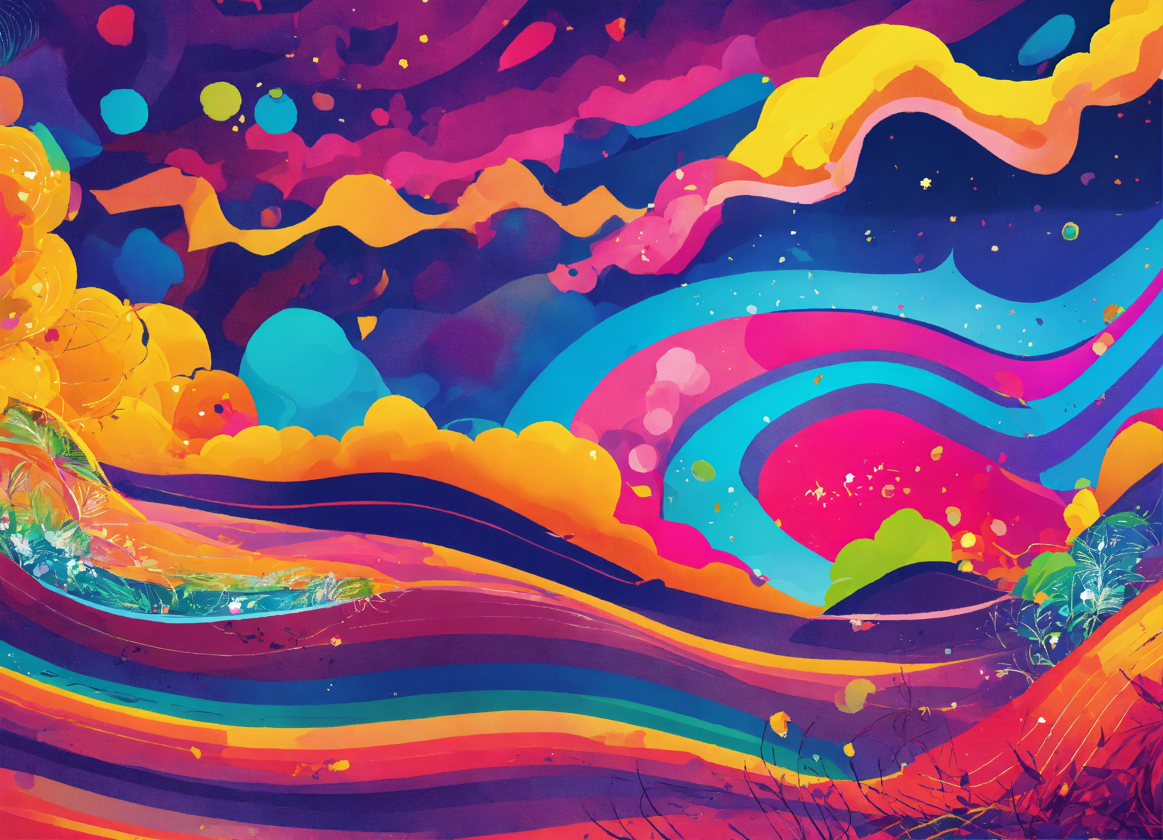 Lexica - Pretty fun background with label in middle, bright young colorful