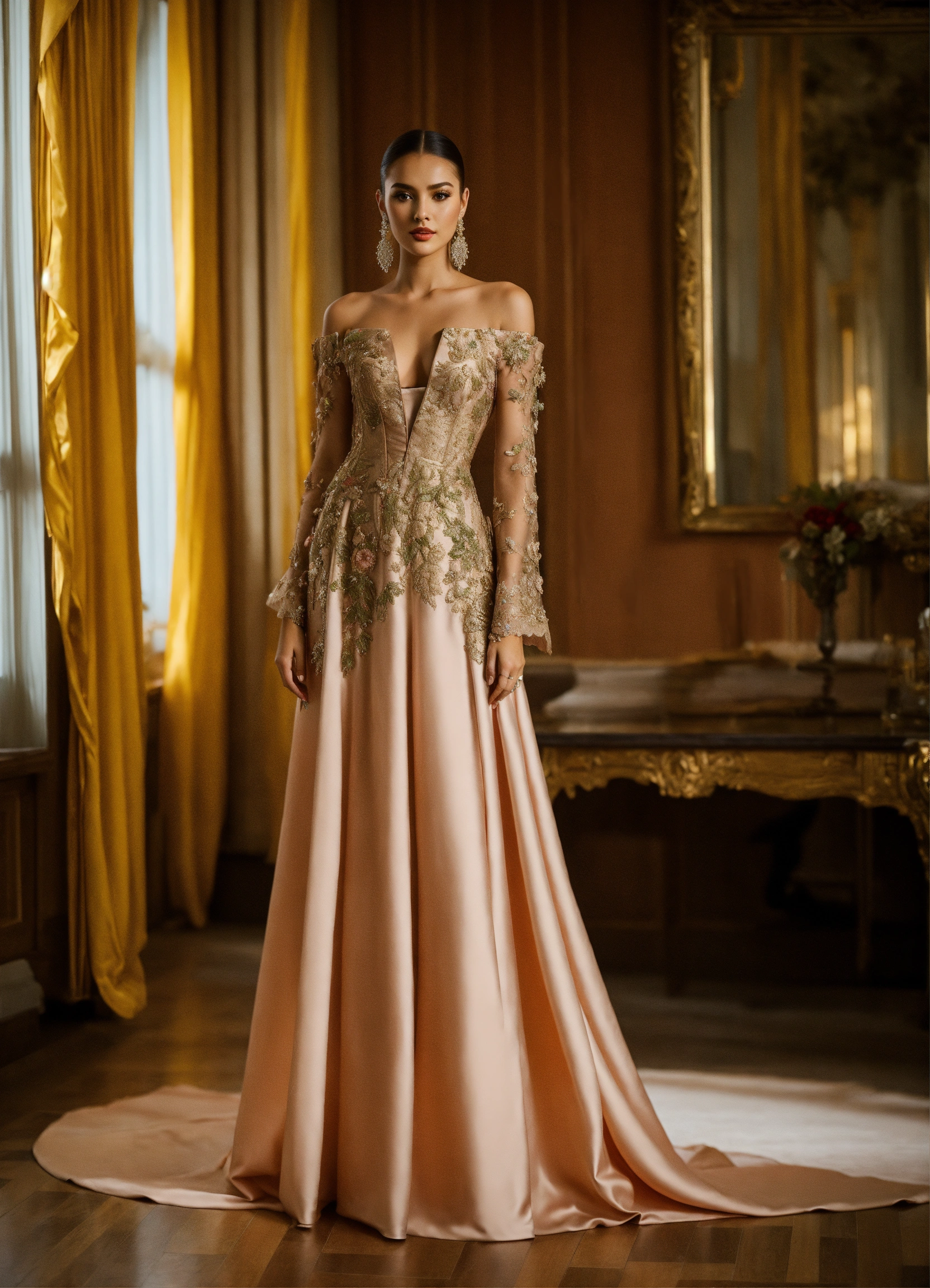 Lexica - Caftan dress, bustier , corset-style dress, haute couture, luxury,  fashion design elegant