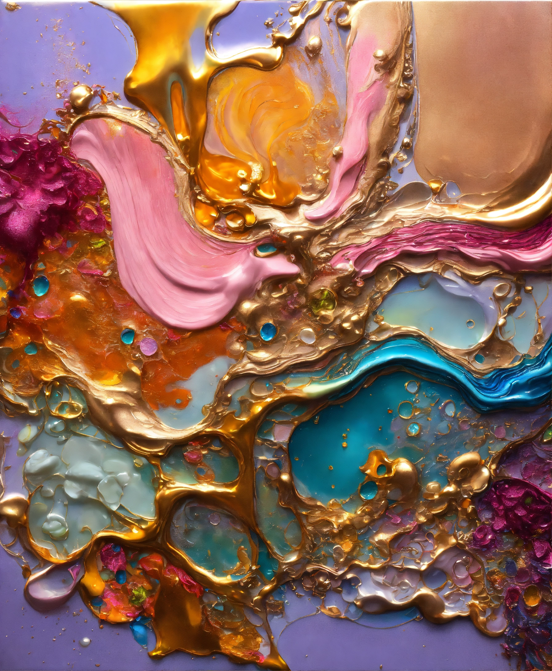 Lexica - Colorful abstract painting oil and water complex complicated ...
