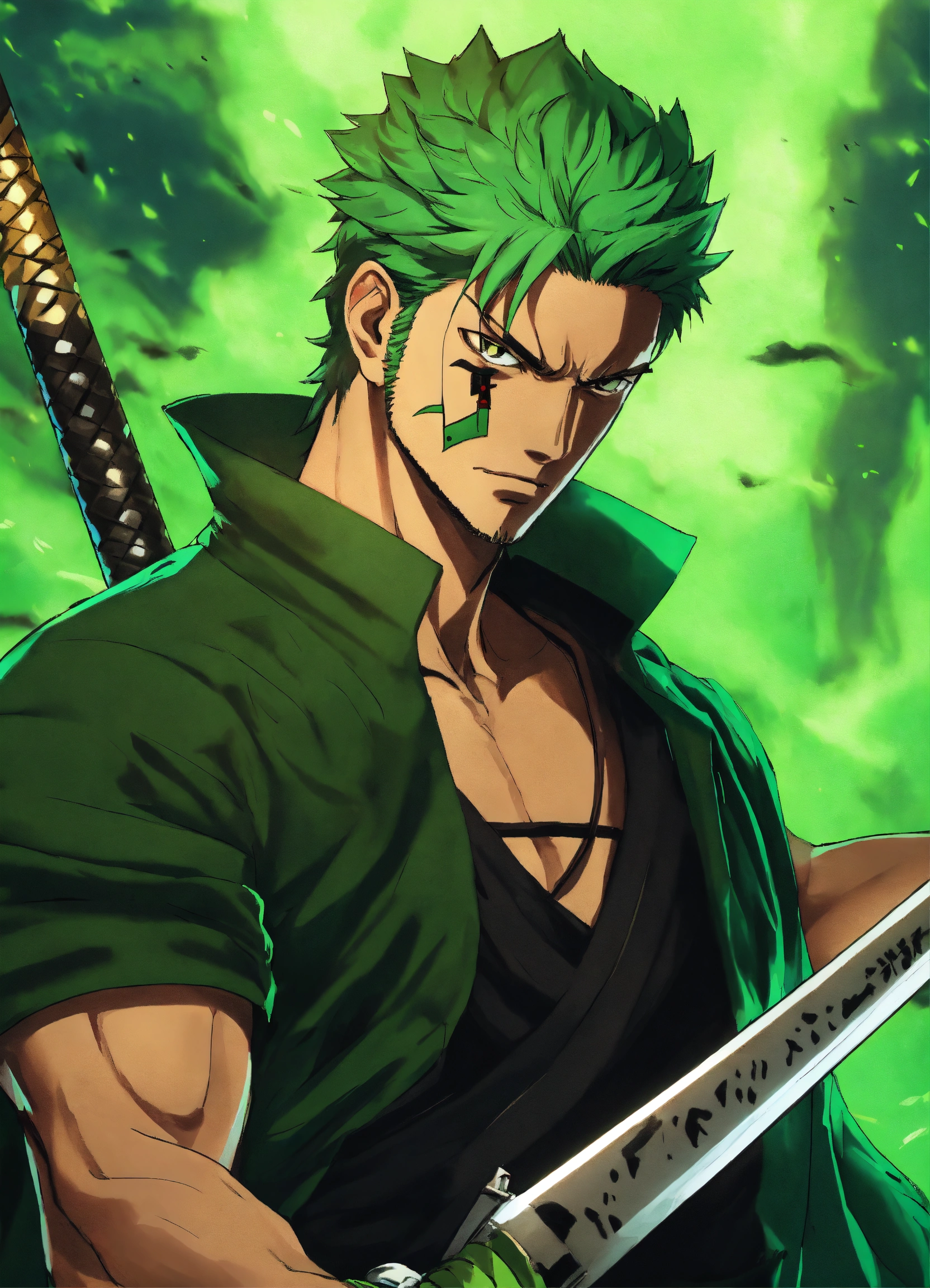 Lexica - Wolf draw in the style of roronoa zoro from one piece with the ...