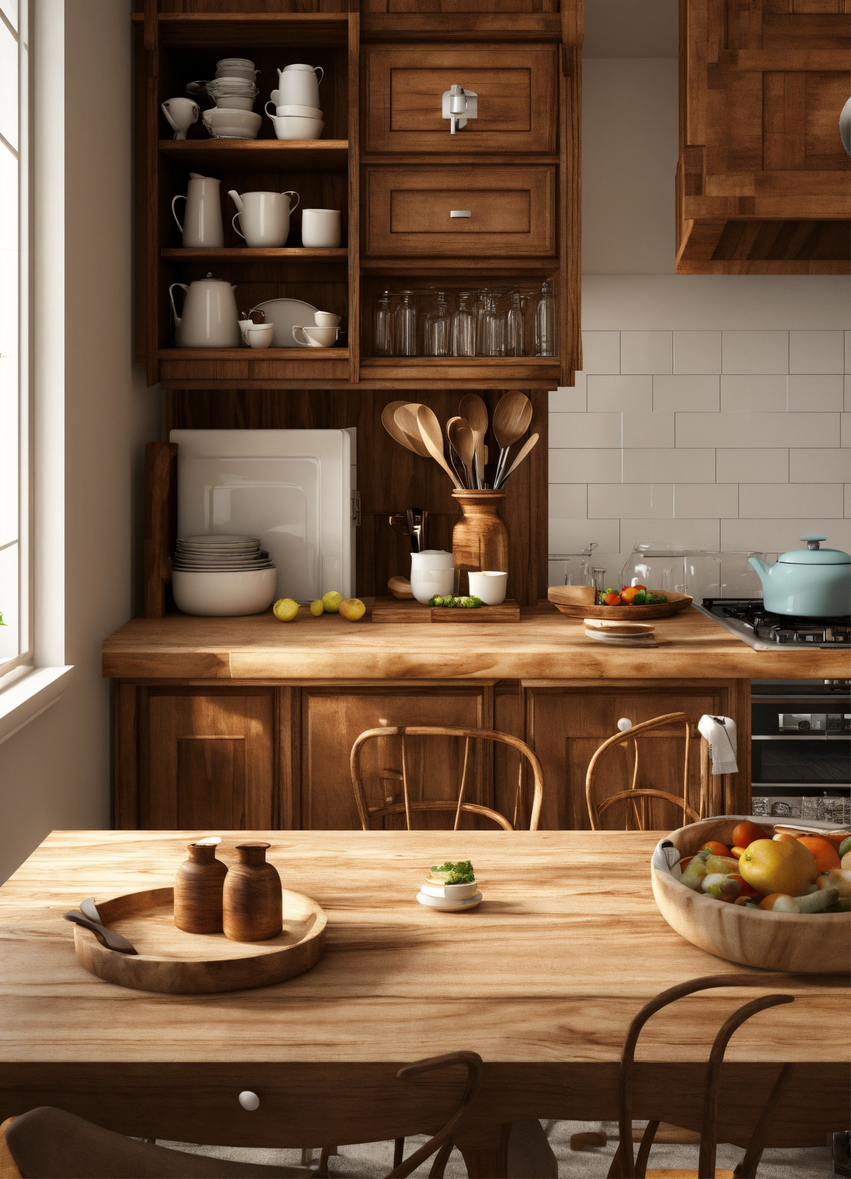 Lexica - Wood table kitchen 3d art