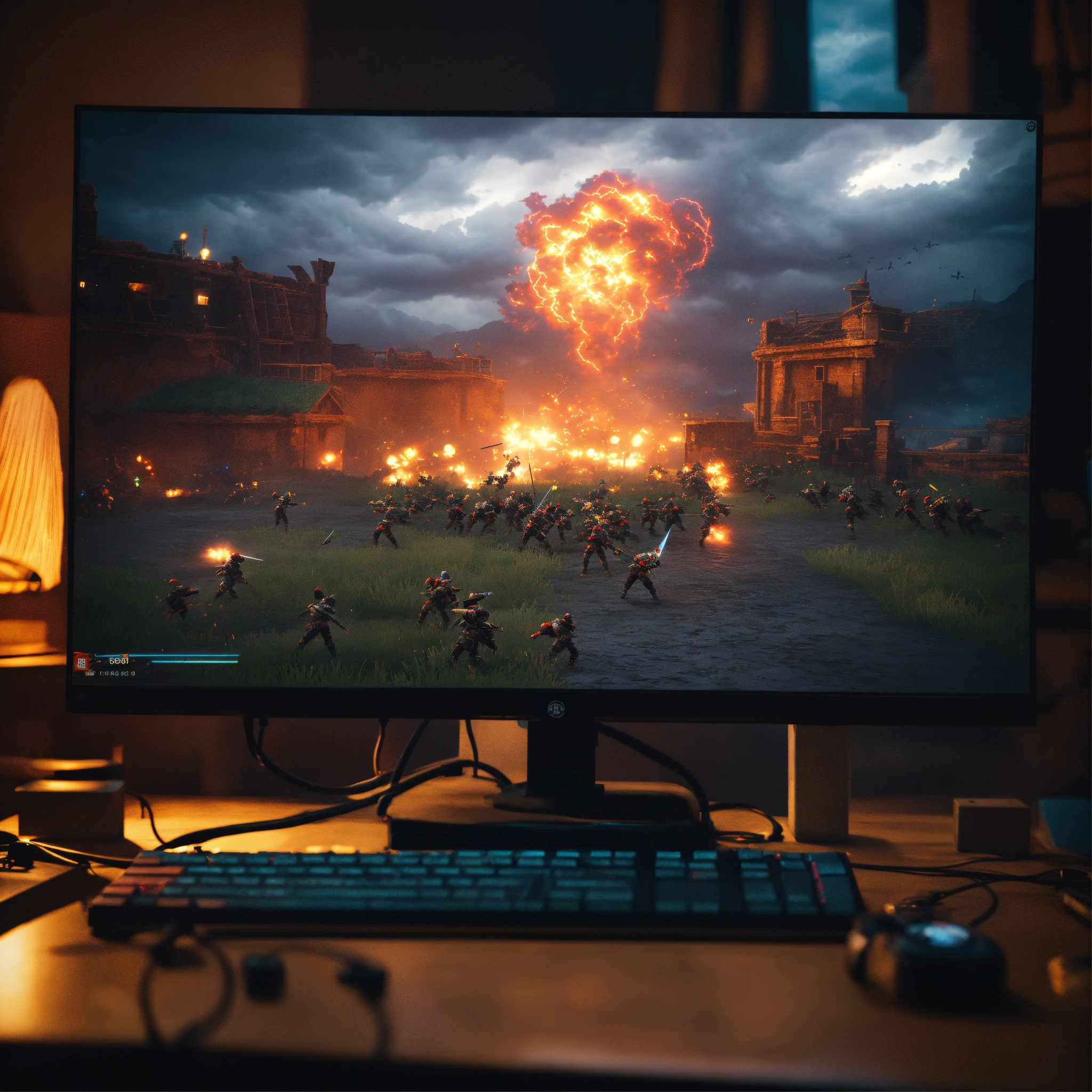 Lexica - A photo of a computer with a video game on the screen. The ...