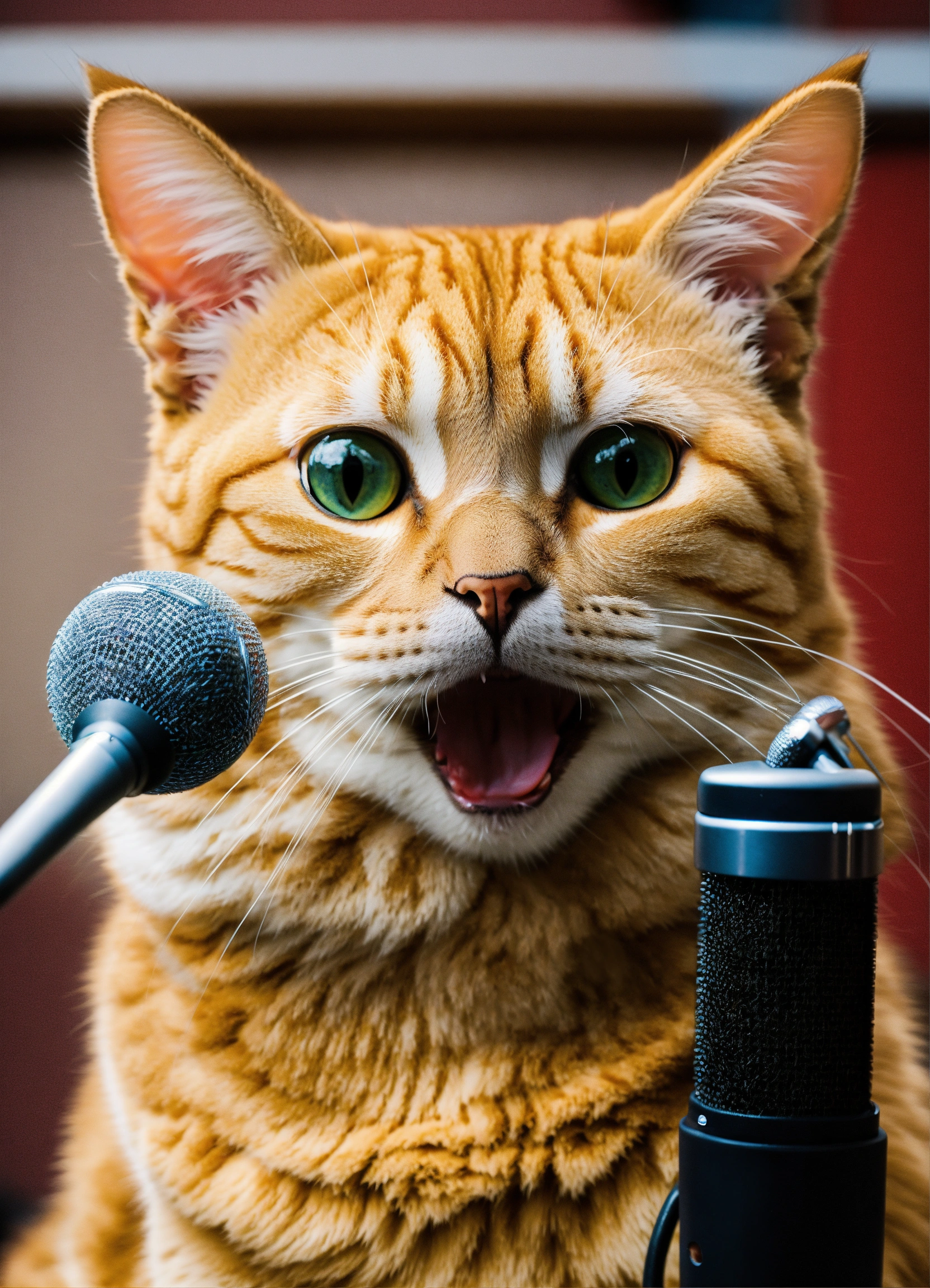 Lexica - A cat talking in a mic