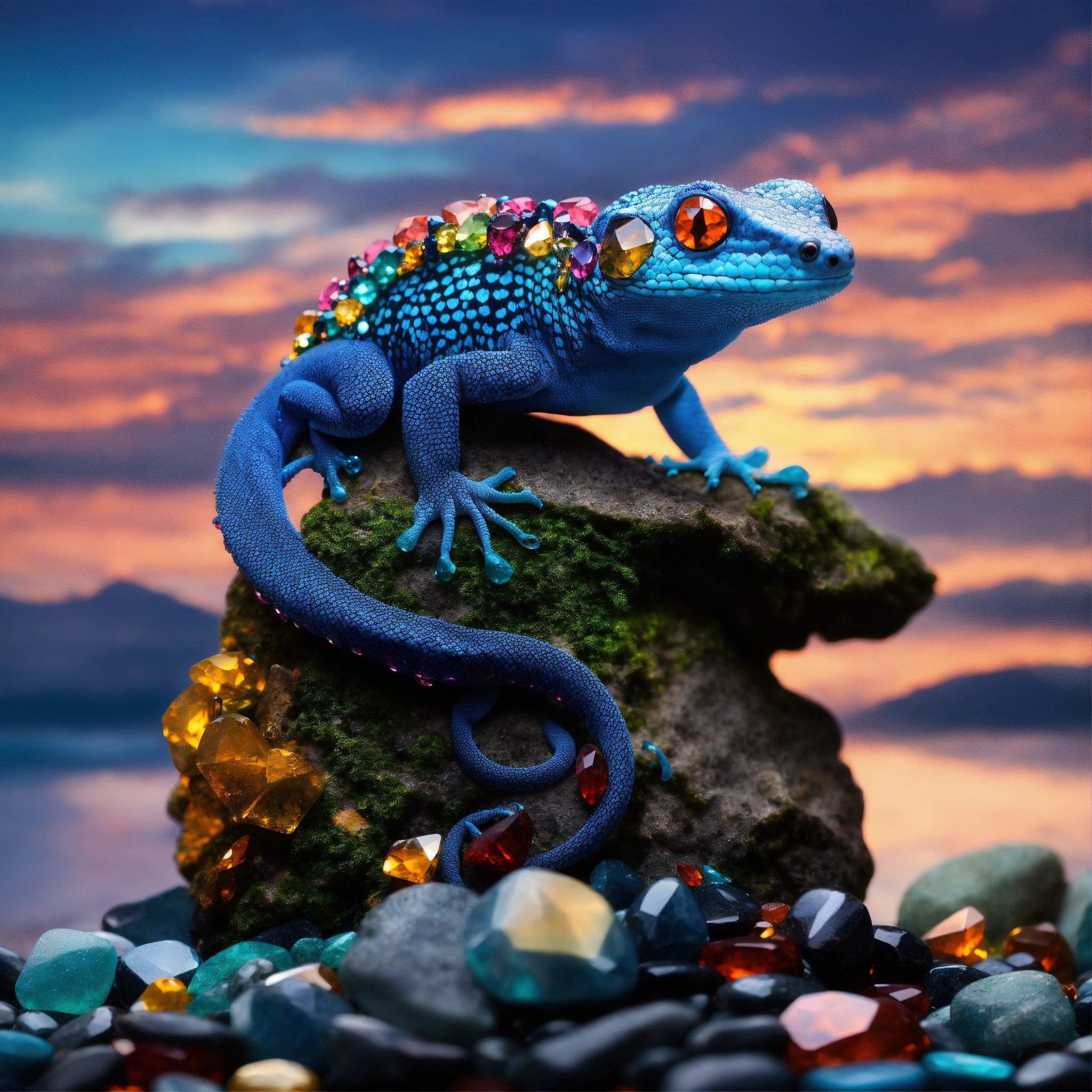 Lexica - Celestial Gecko (Mostly Dark blue scaled, rest is orange scale ...