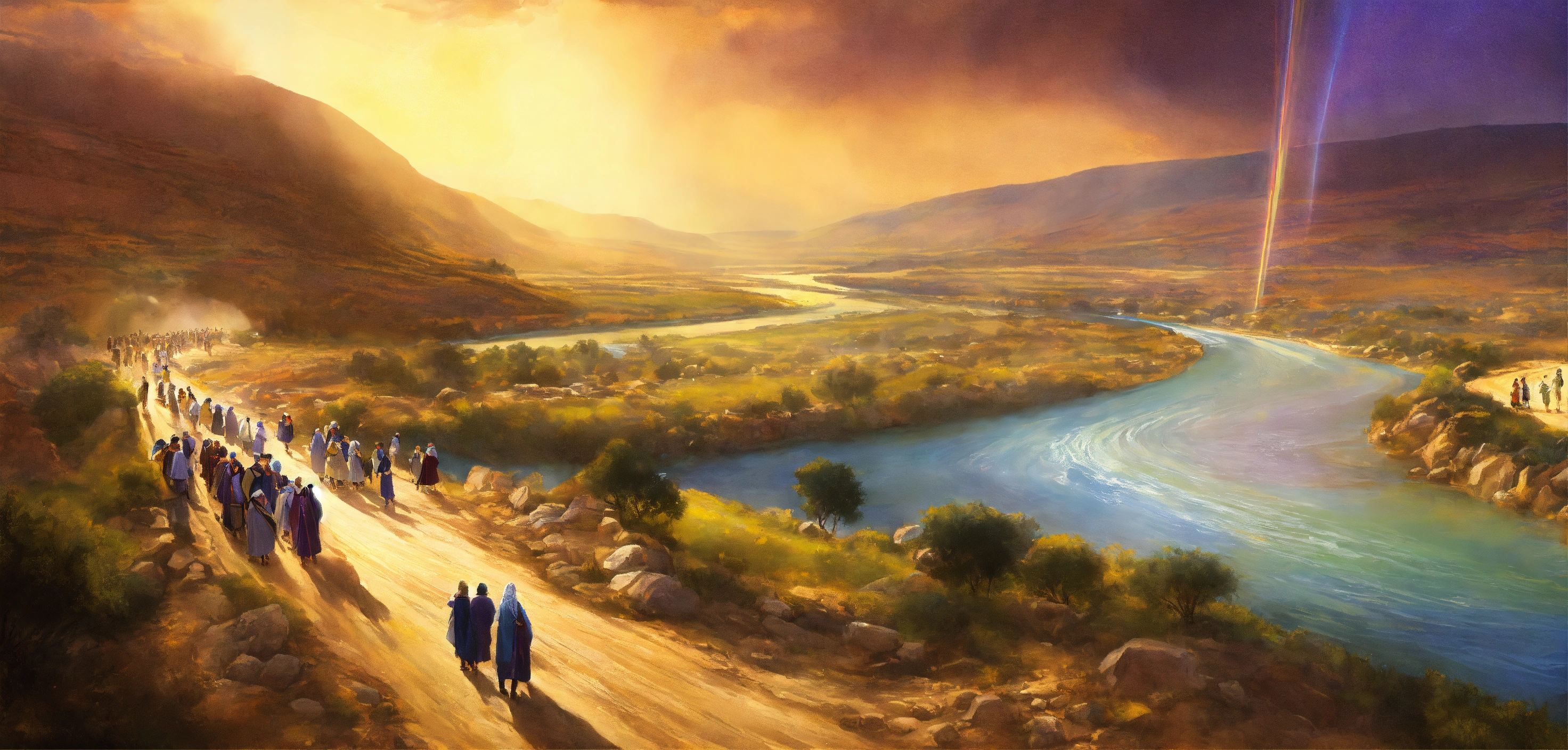 Lexica 10,000 jews on foot enter canaan crossing the jordon river in