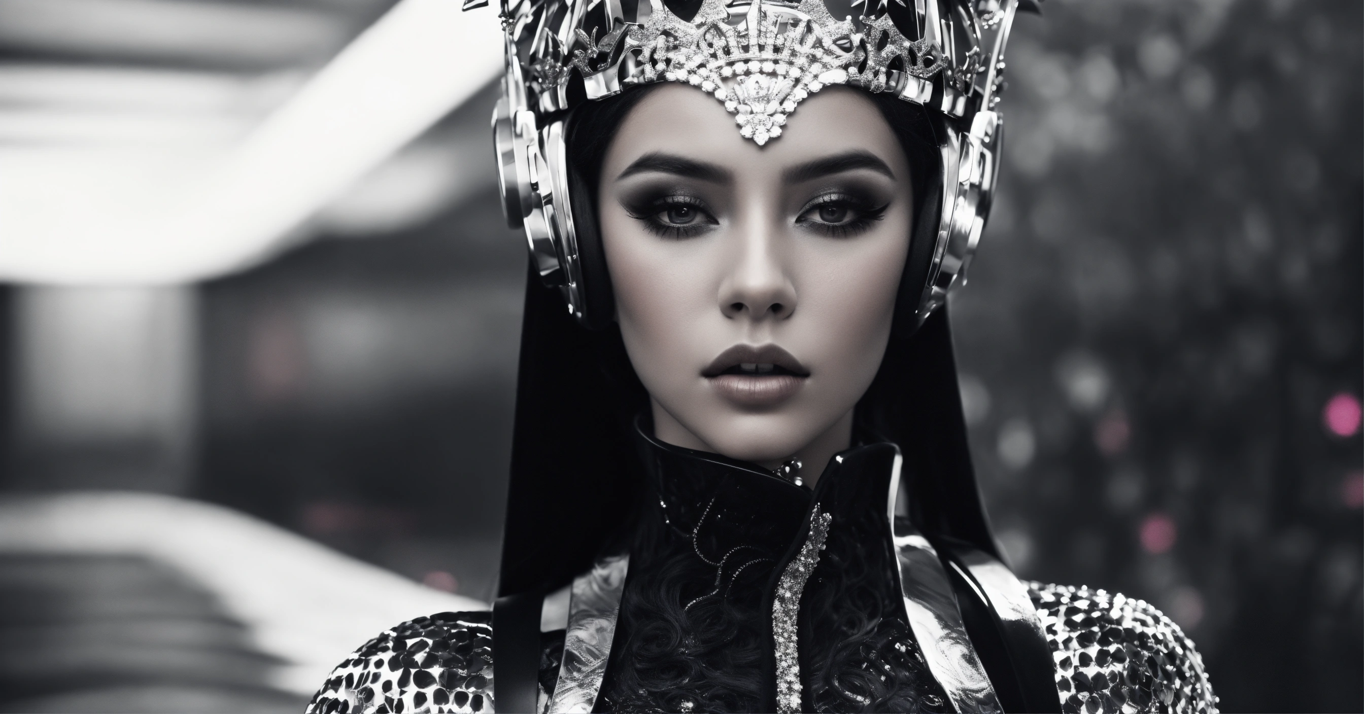 Lexica - A beautiful female pop futuristic girl only black and white at ...