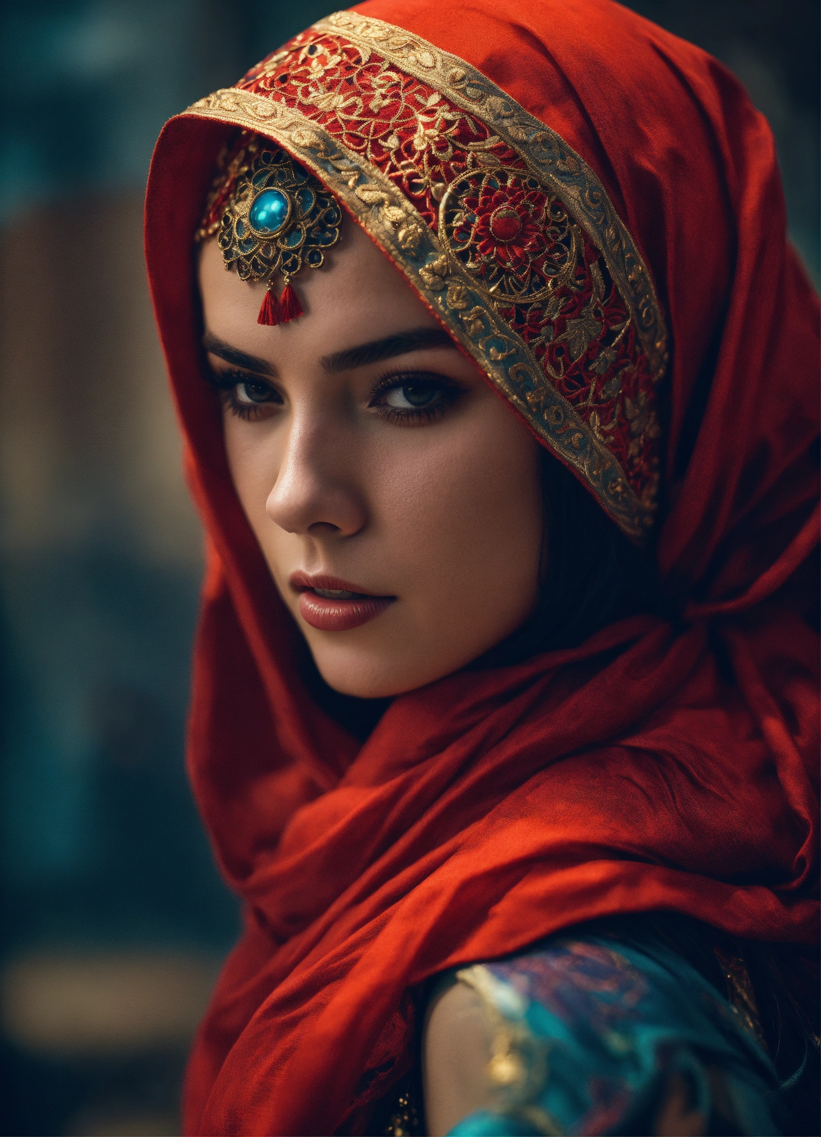 Lexica - Beautiful assassin woman, head covering
