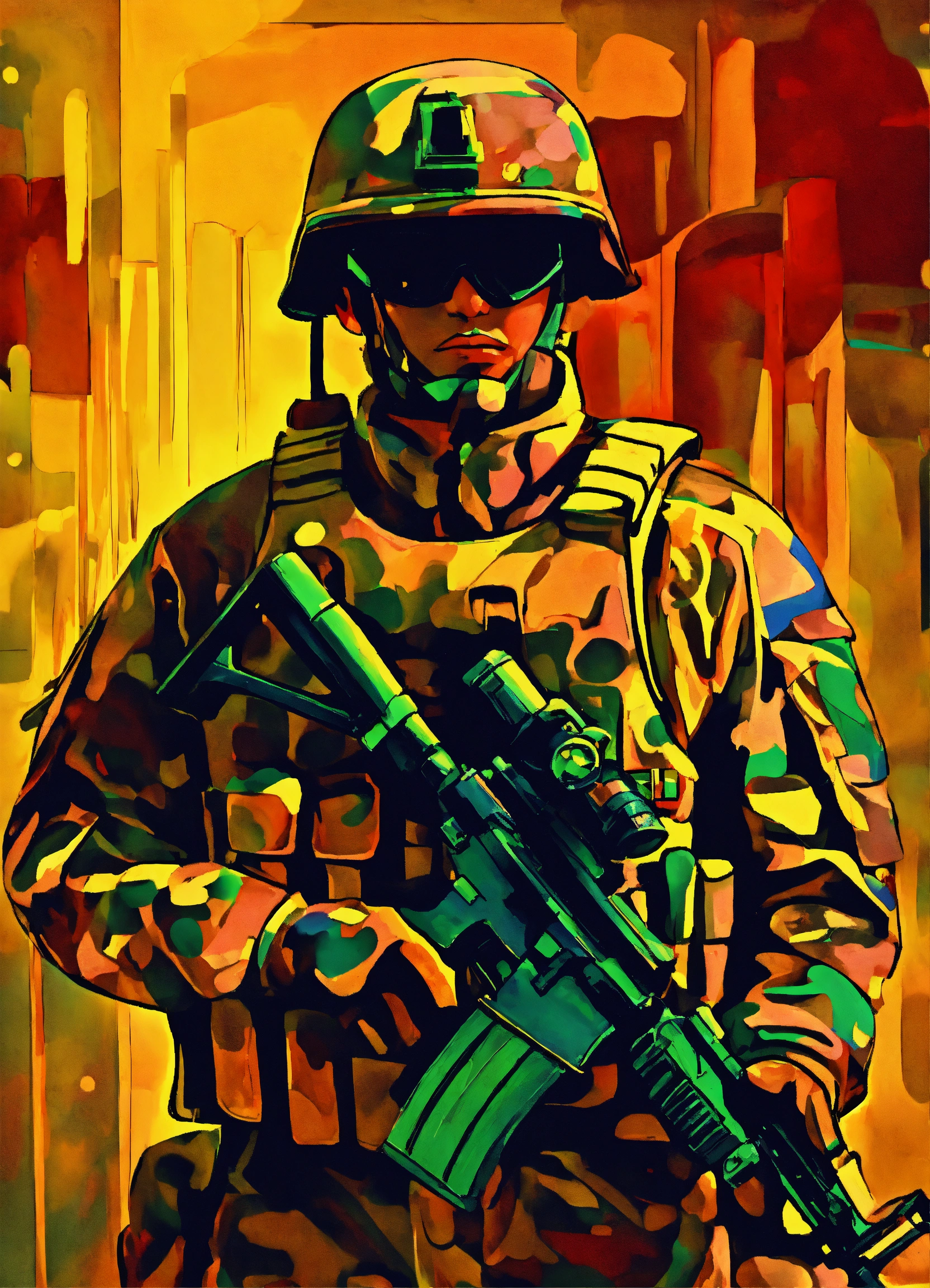 Lexica - Animated abstract art. soldier.