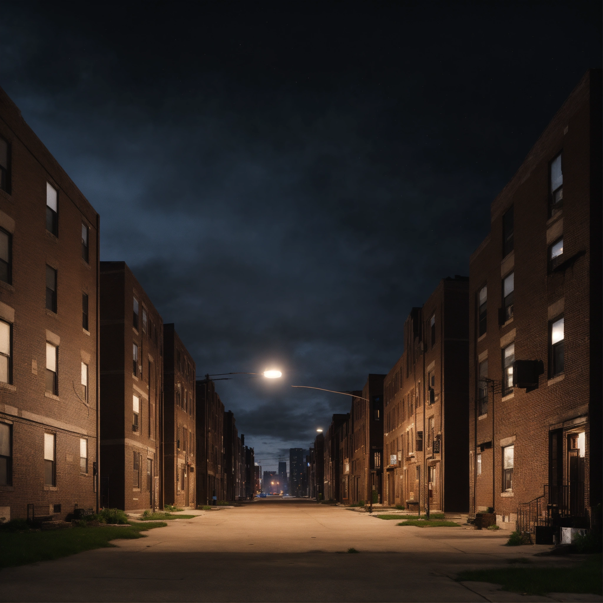 Lexica Dark night, chicago ghetto neighborhood, 8k resolution