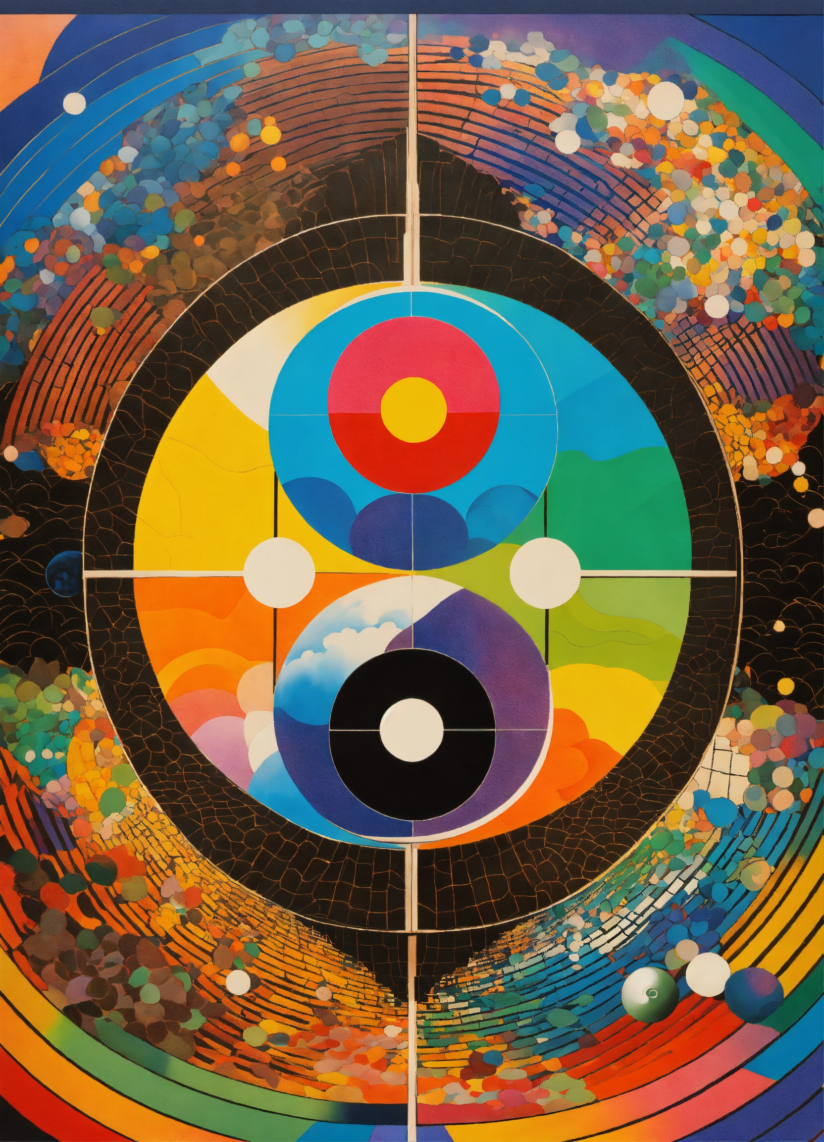 Lexica - Japanese vintage poster, ying yang bring merging into another ...