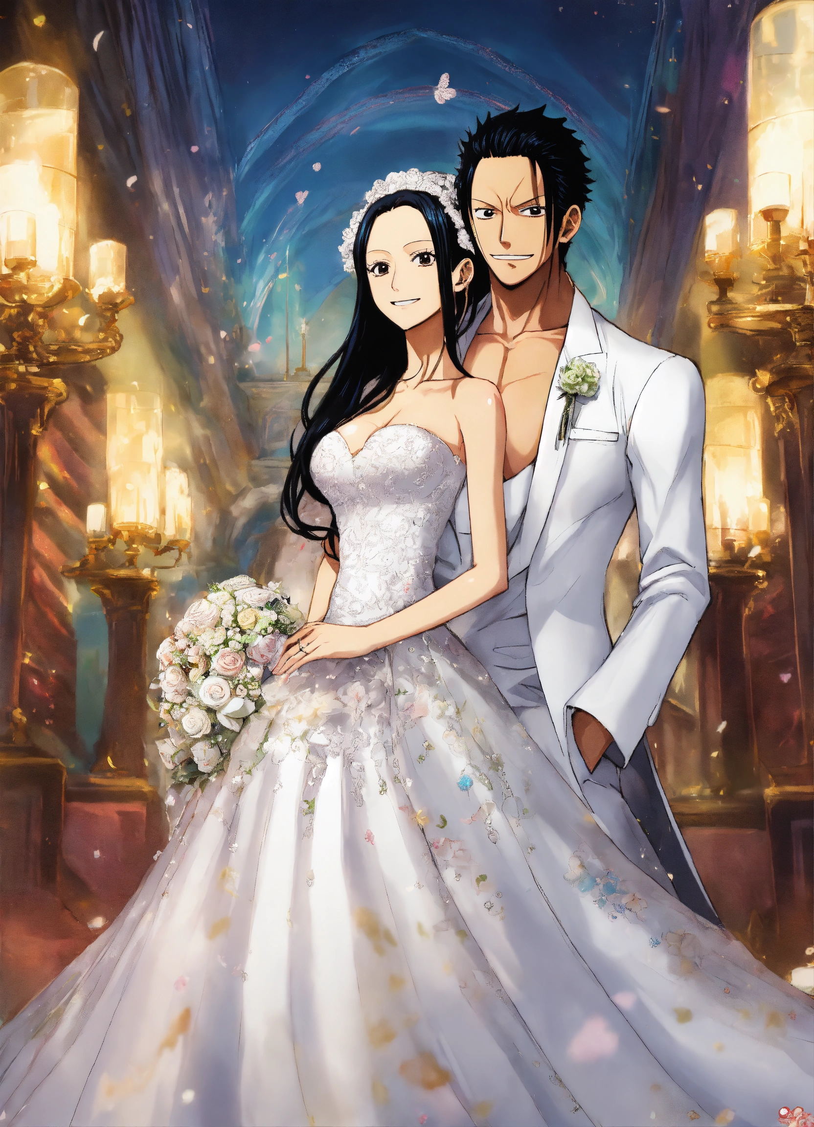 Lexica - BOA HANCOCK ONE PIECE WITH MANGA STYLE HAPPY IN WEDDING DRESS