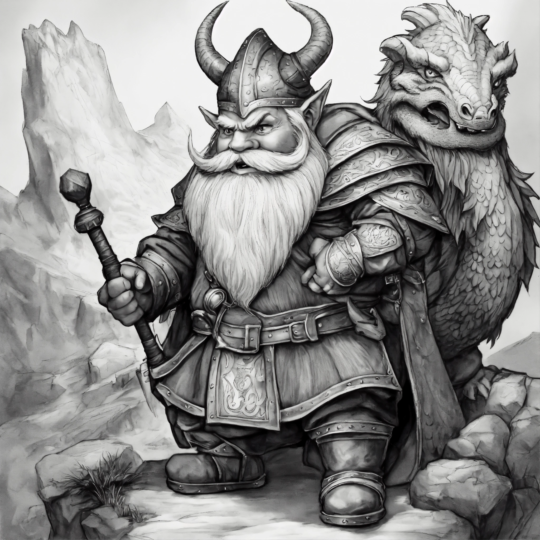 Lexica - Draw funny dwarf with a dragon agg in his hand fantastic ...