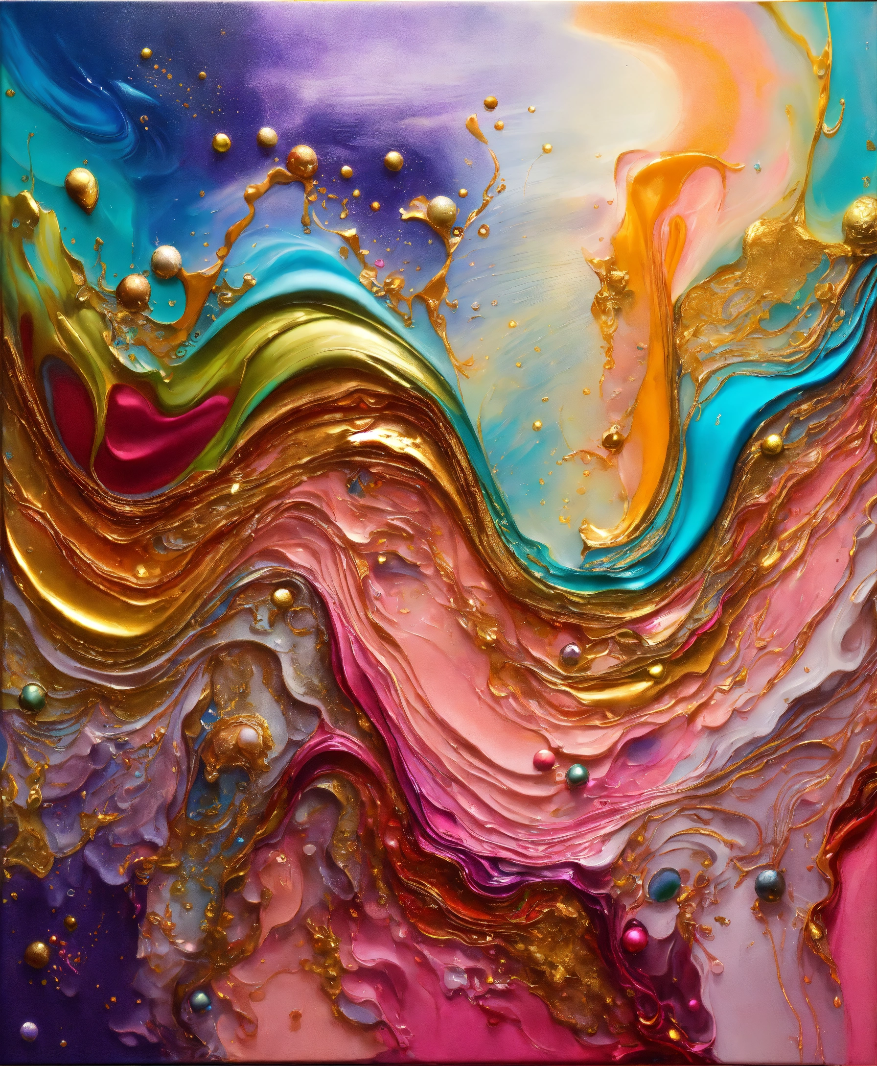 Lexica - Colorful abstract painting oil and water complex complicated ...
