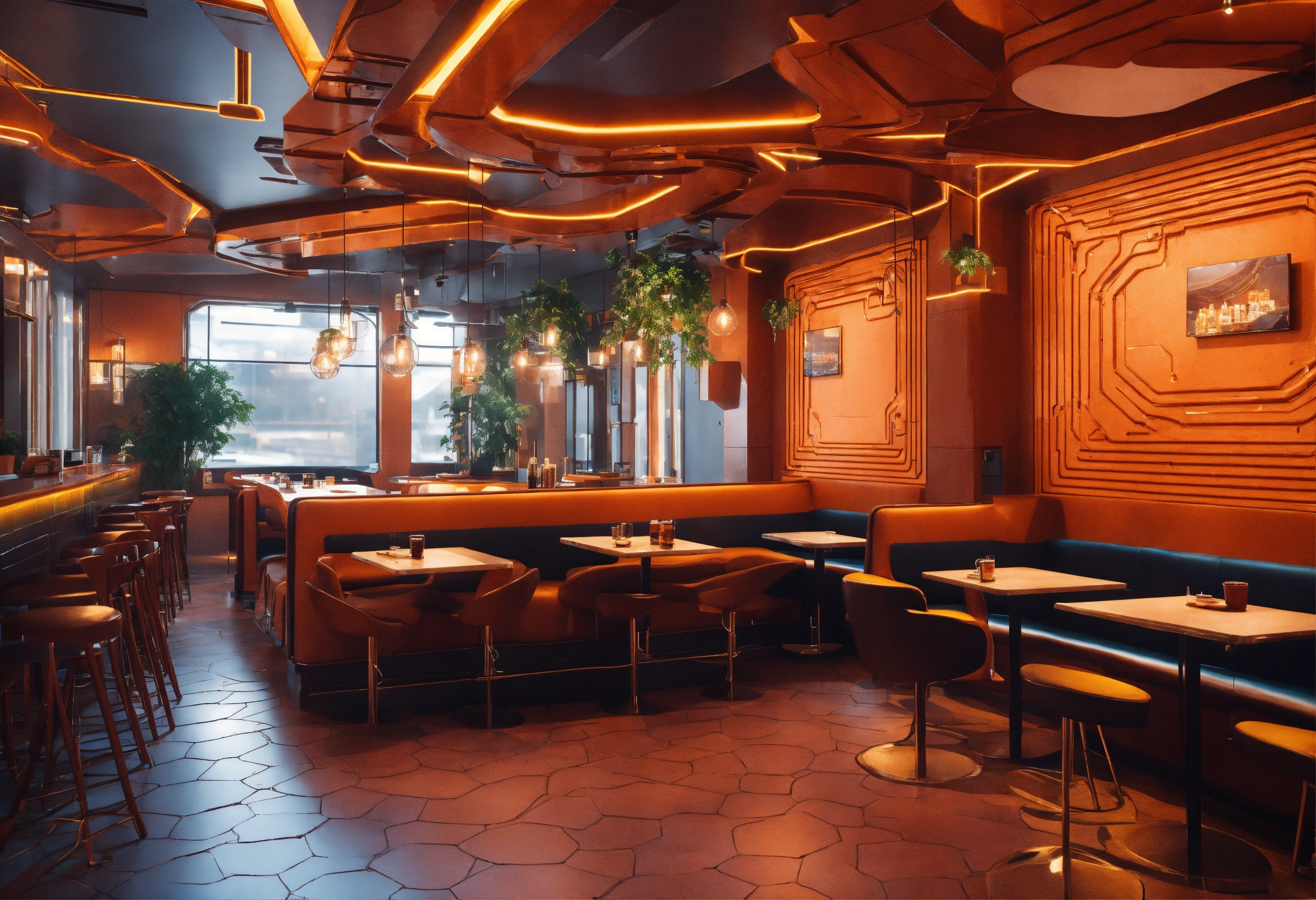 Lexica - Cafe interior design in sci-fi themes