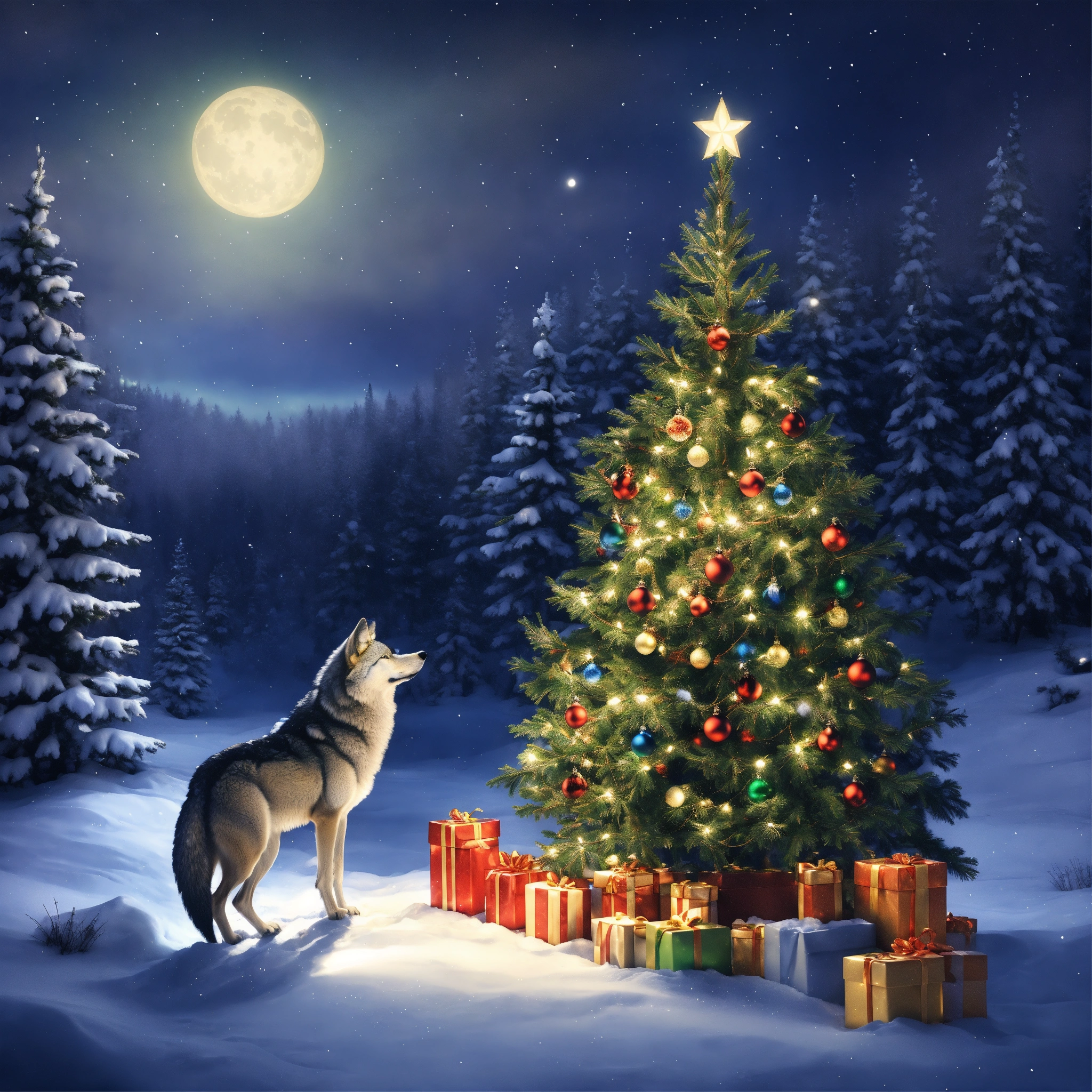Lexica - Wolf Christmas, night