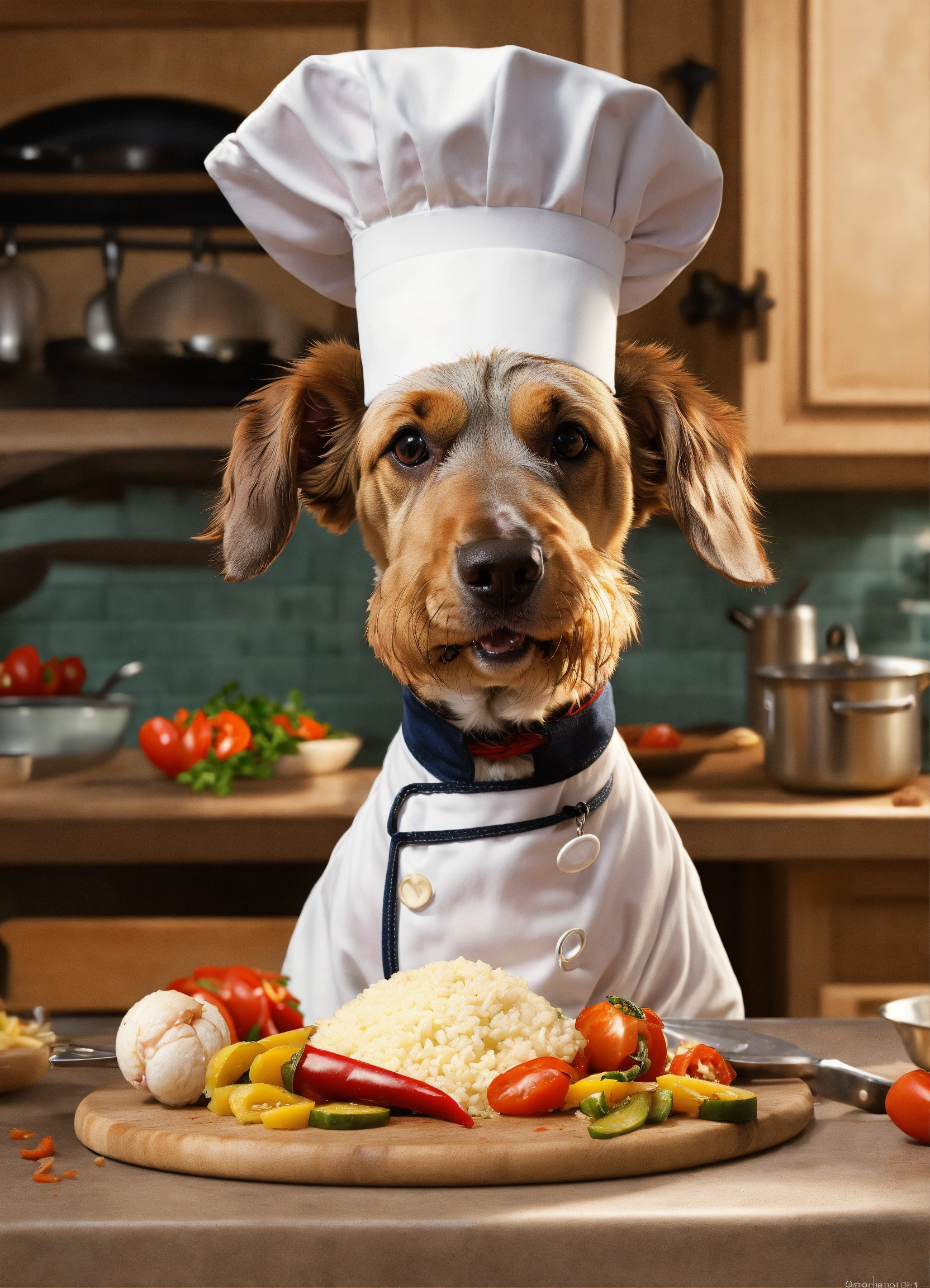Lexica - A dog look like a cooking chef, funny and pro like ratatouille