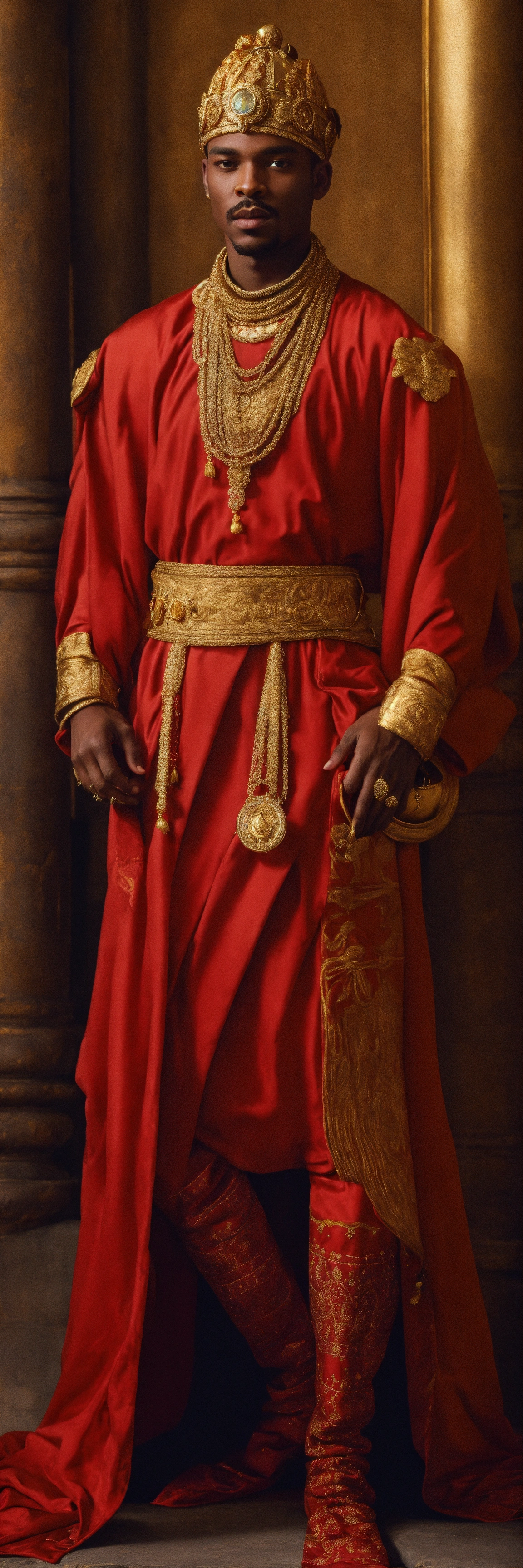 Lexica - Prince BORNOGO white skin appeared in a red Robe, with a Gold ...