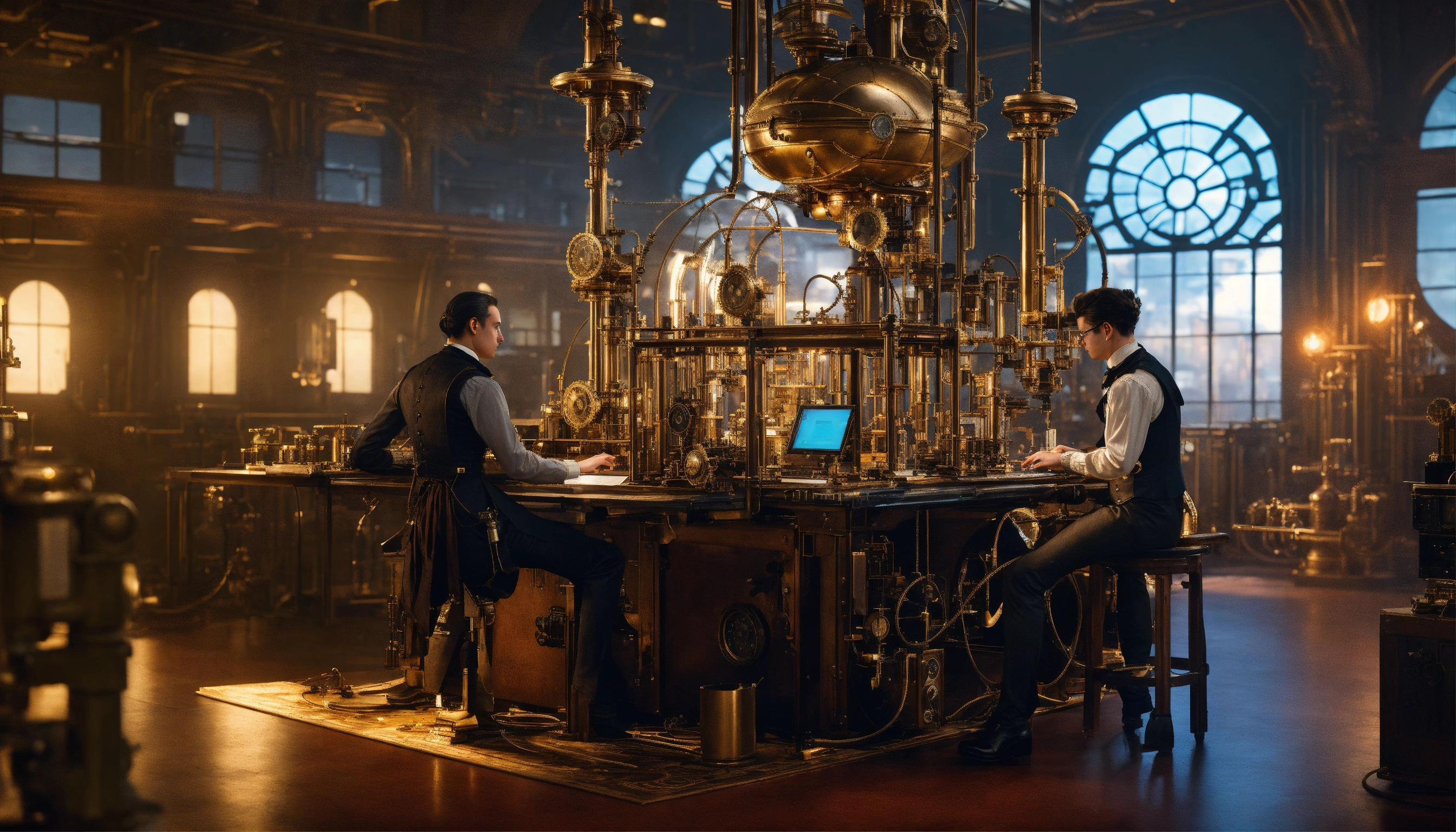 Lexica - This image showcases a futuristic steampunk laboratory where ...