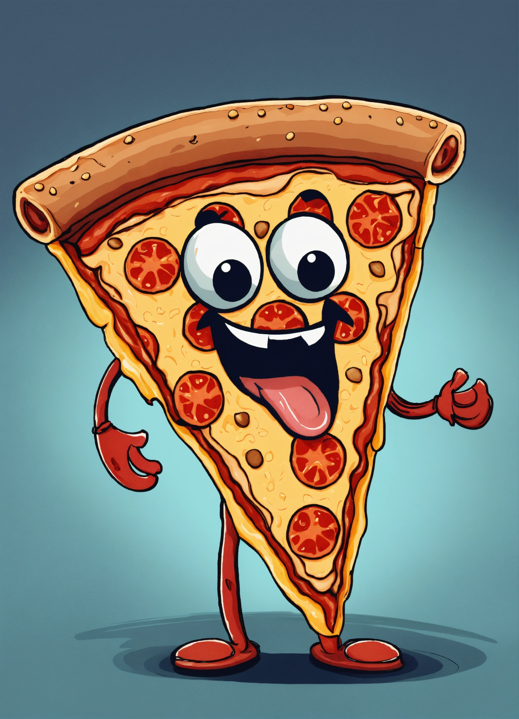 Lexica - A SINGLE SLICE of comic HUMANOID PEPPERONI pizza SLICE that ...