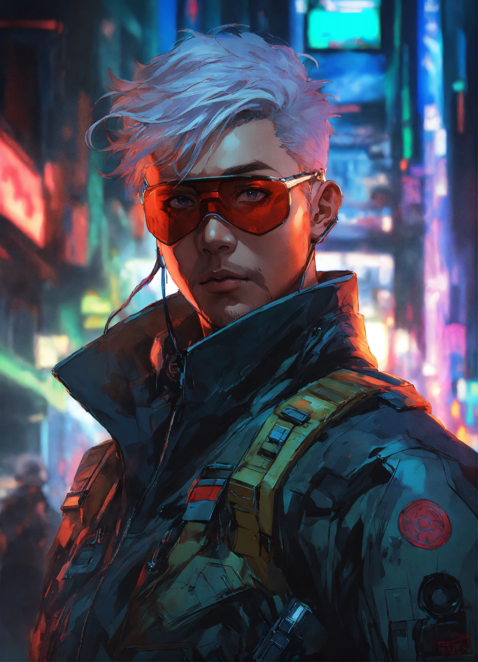 Lexica - Portrait Anime Commander male Neon-cybernetic, fine details ...