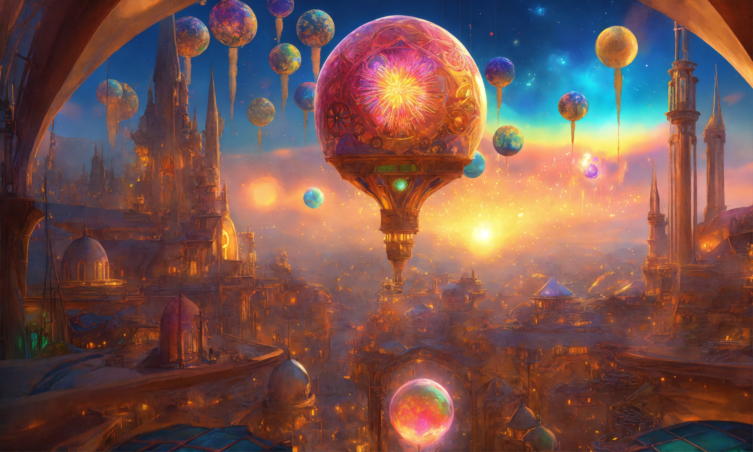 Lexica - Landscape city of angels((organic gears and bright, colorful ...