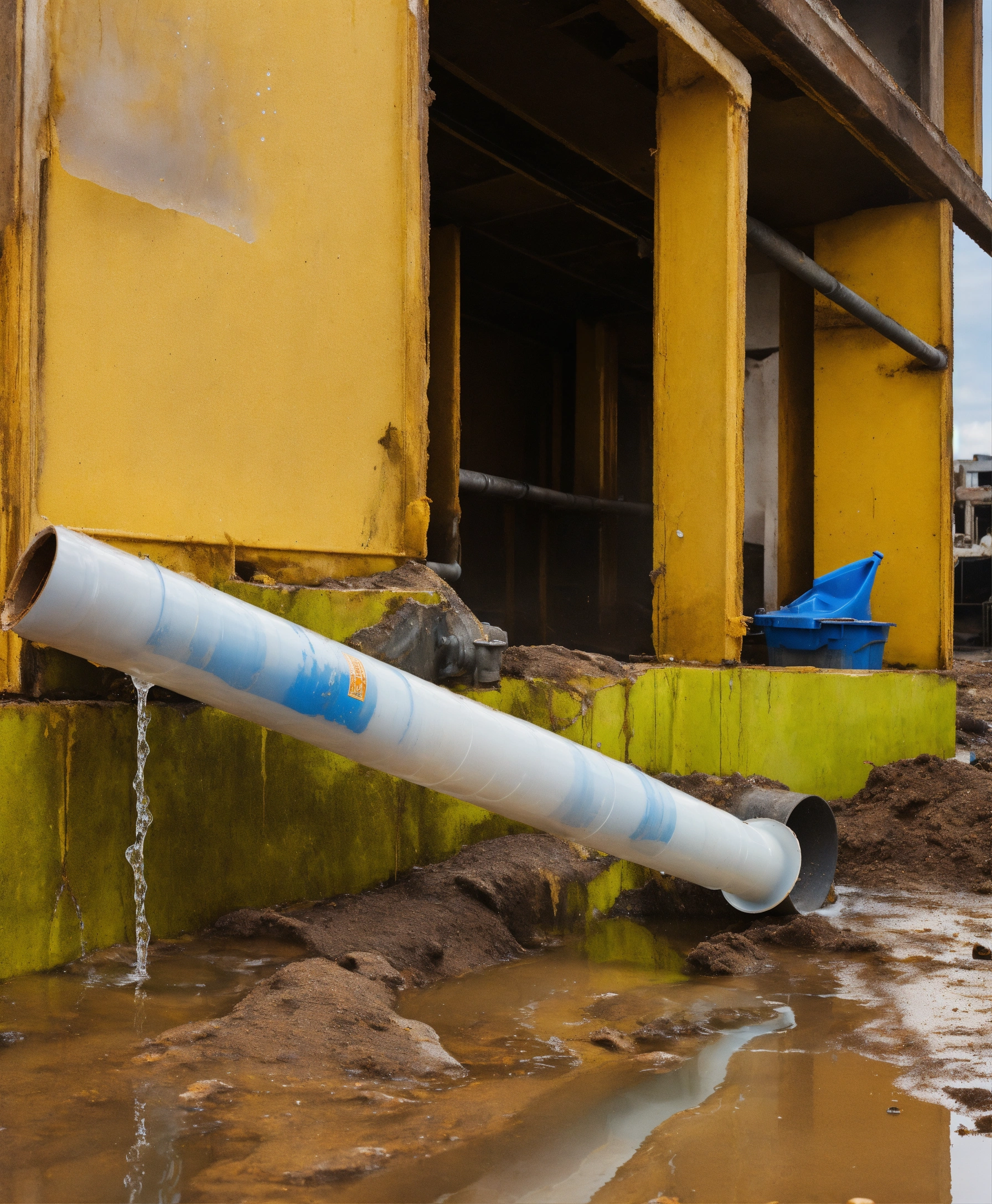 Lexica Broken plastic pipe at a construction site in need of repair
