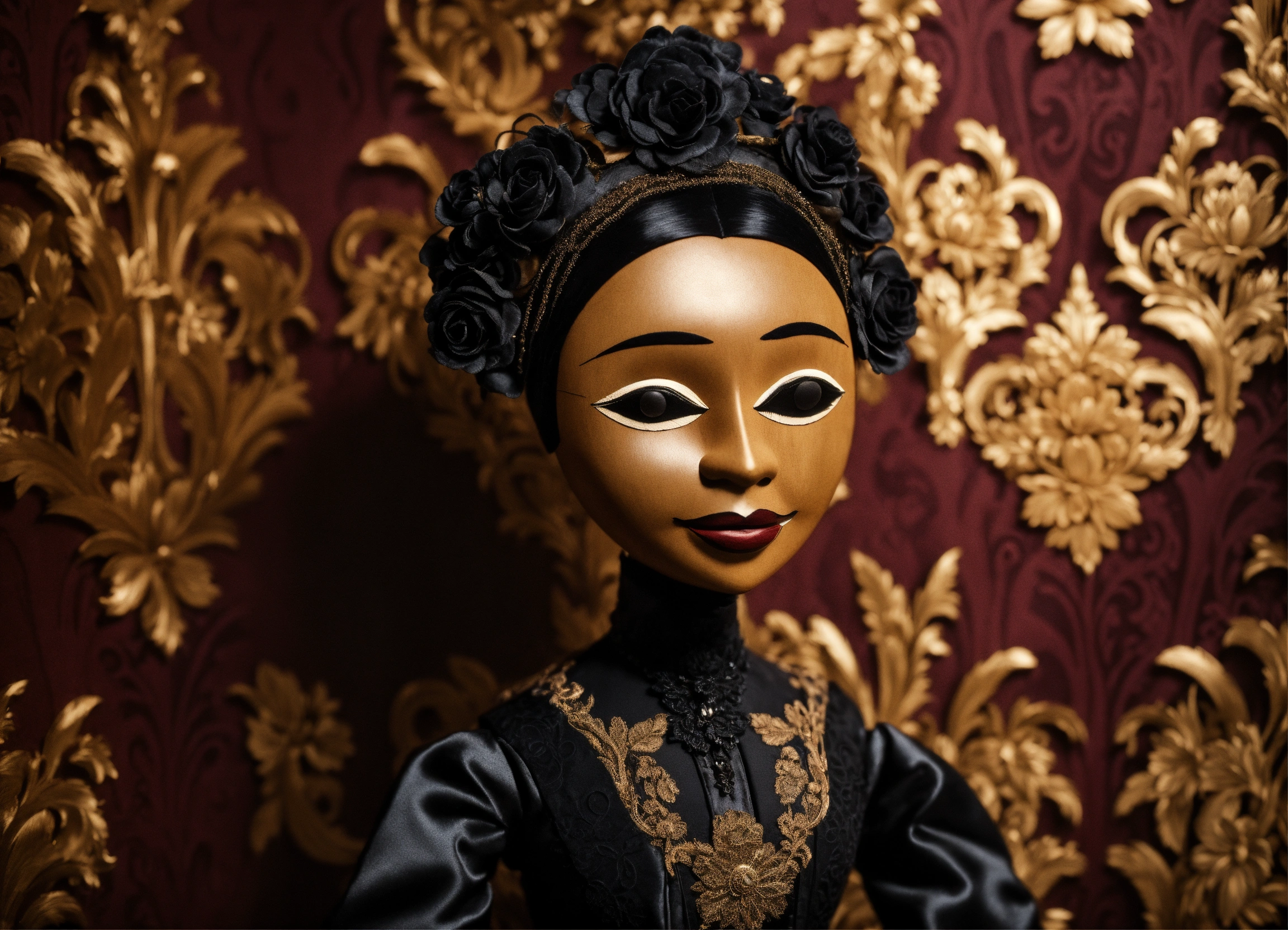Lexica - Georgian dark skinned wooden puppet that looks like an elegant ...