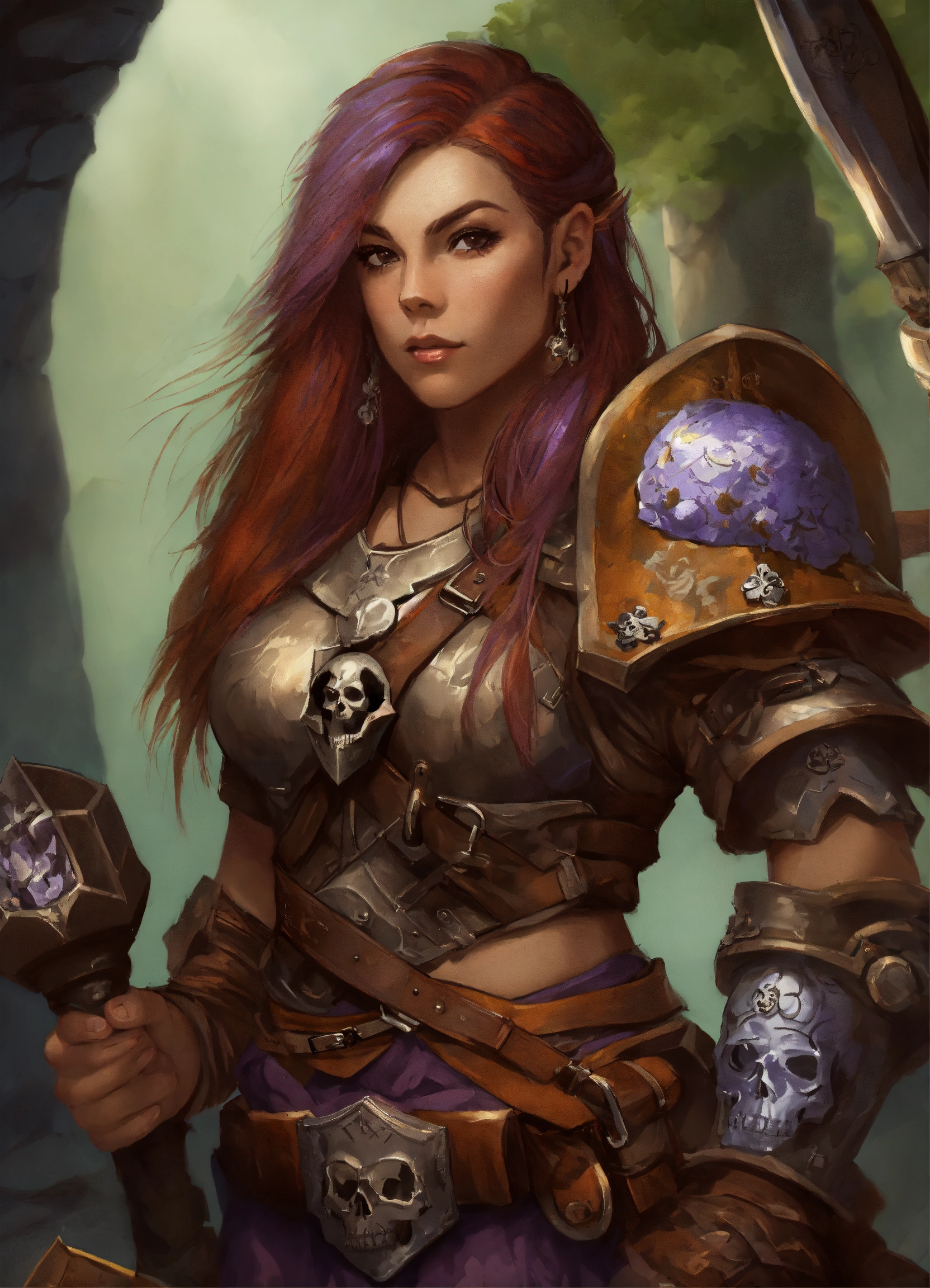 Lexica - Female hill dwarf with long purple brown hair in armor ...