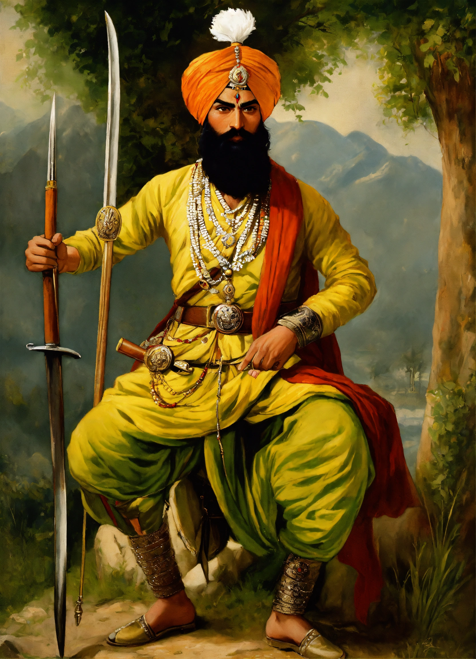 Lexica - Hari Singh Nalwa , sikh warrior , 7 feet Hight, war , fight ...