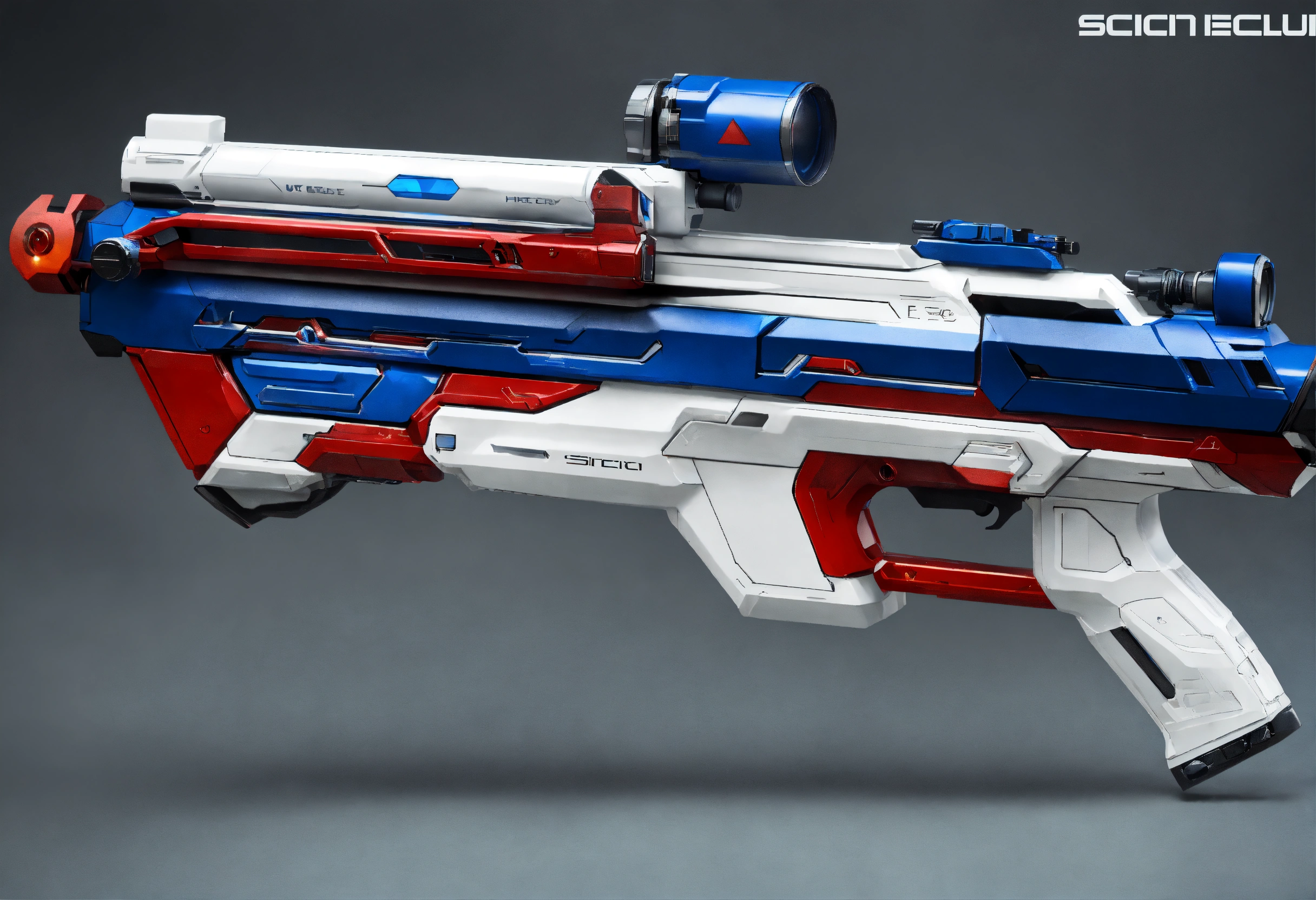 Lexica - Side view of a white and blue and red sci fi energy rifle, HD ...
