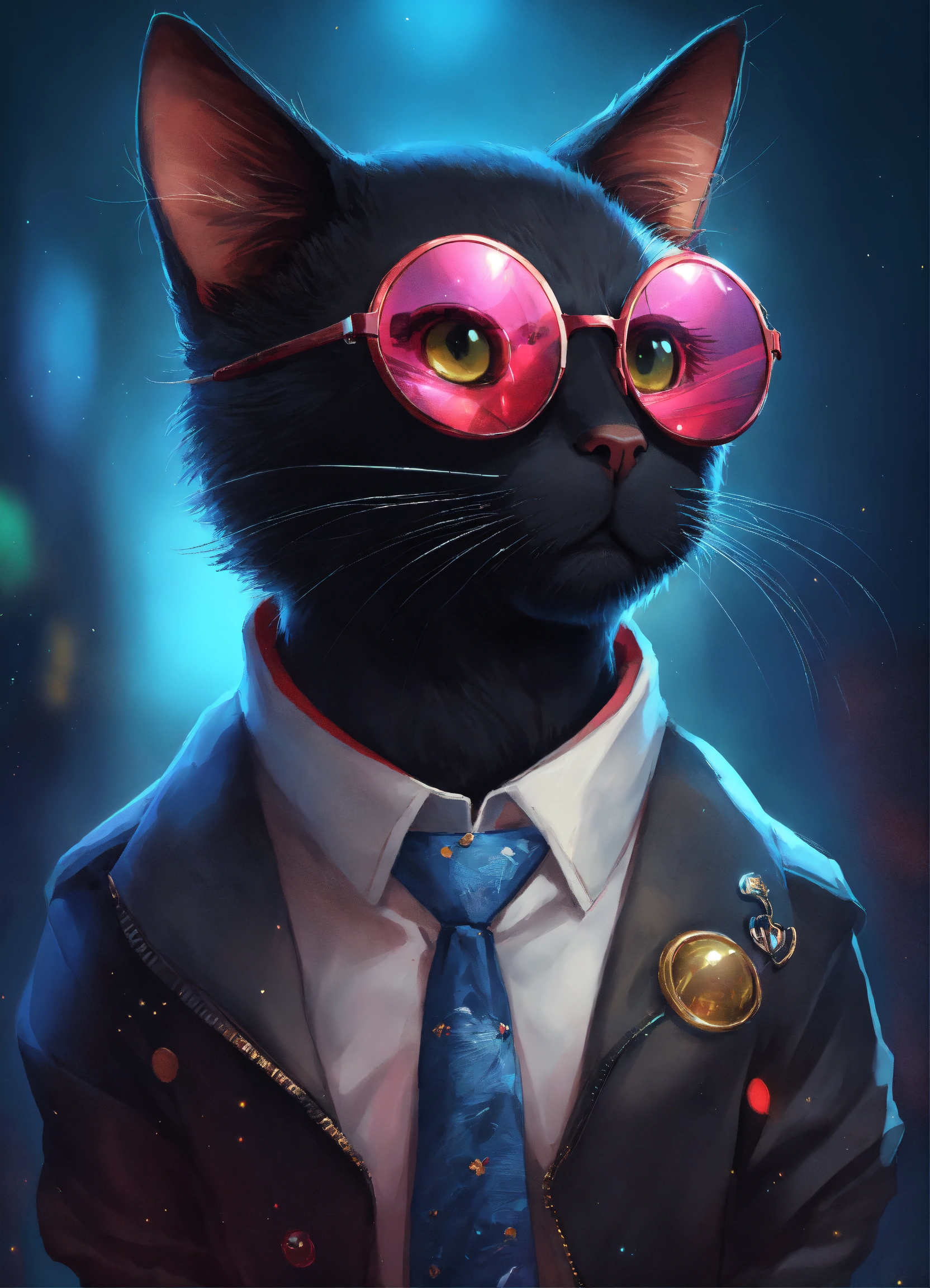 Lexica - Full-bodied portrait, cute and adorable cartoon black cat ...