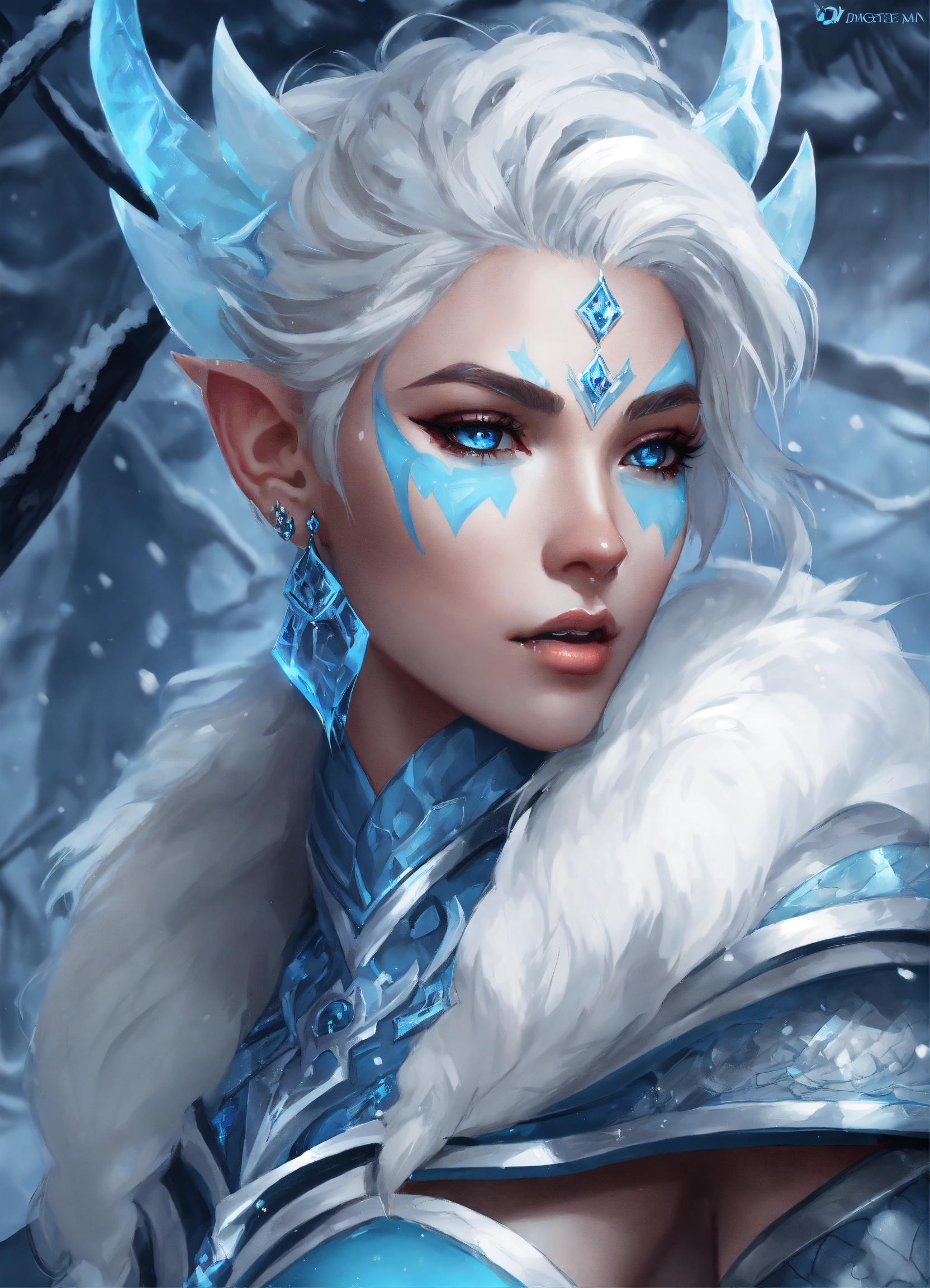 Lexica - Stunning Artwork Of An Ice Genasi With Blue Skin From Dungeons 