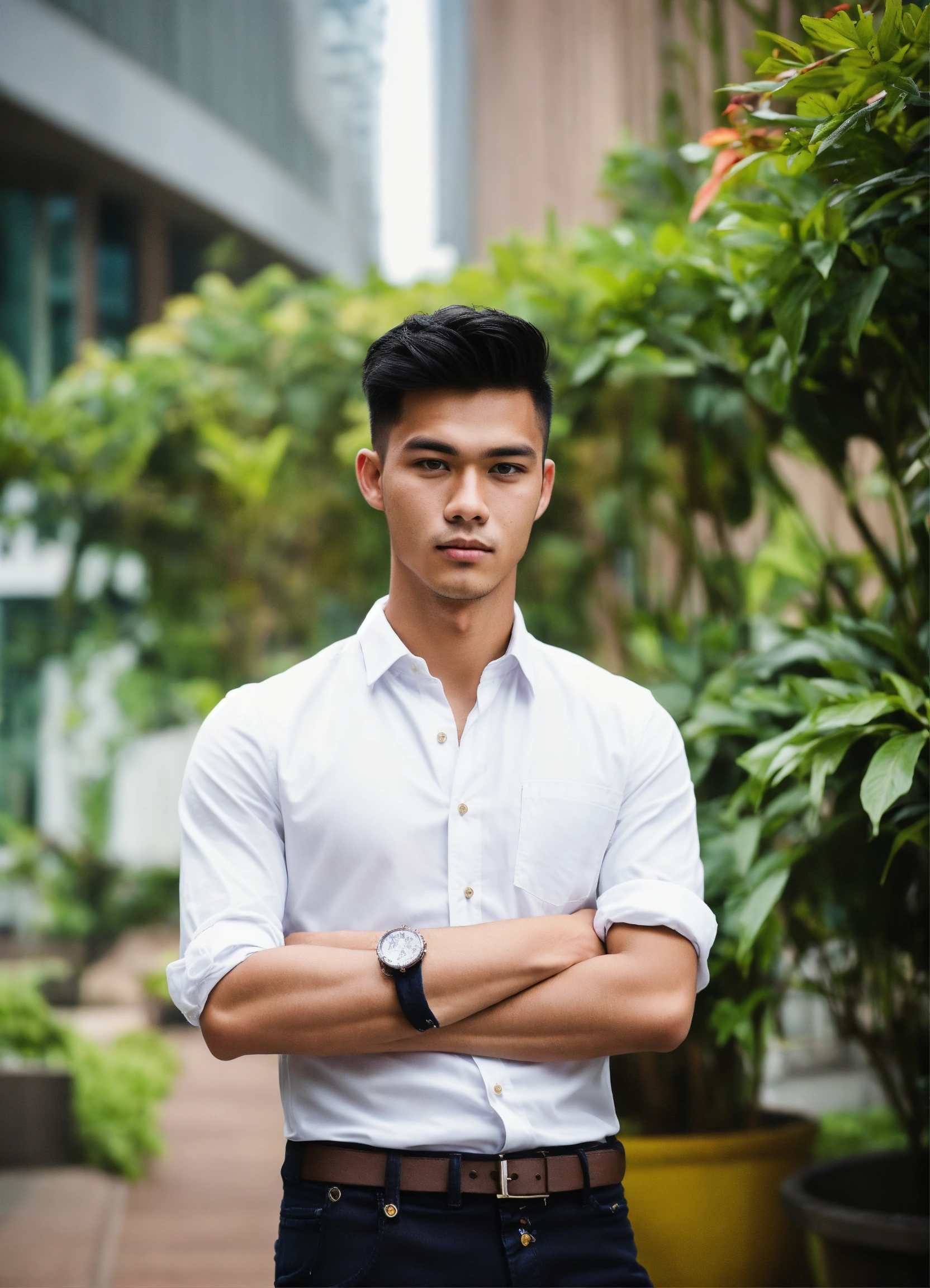 Lexica - A 21 year old handsome man, in a long white button down shirt ...