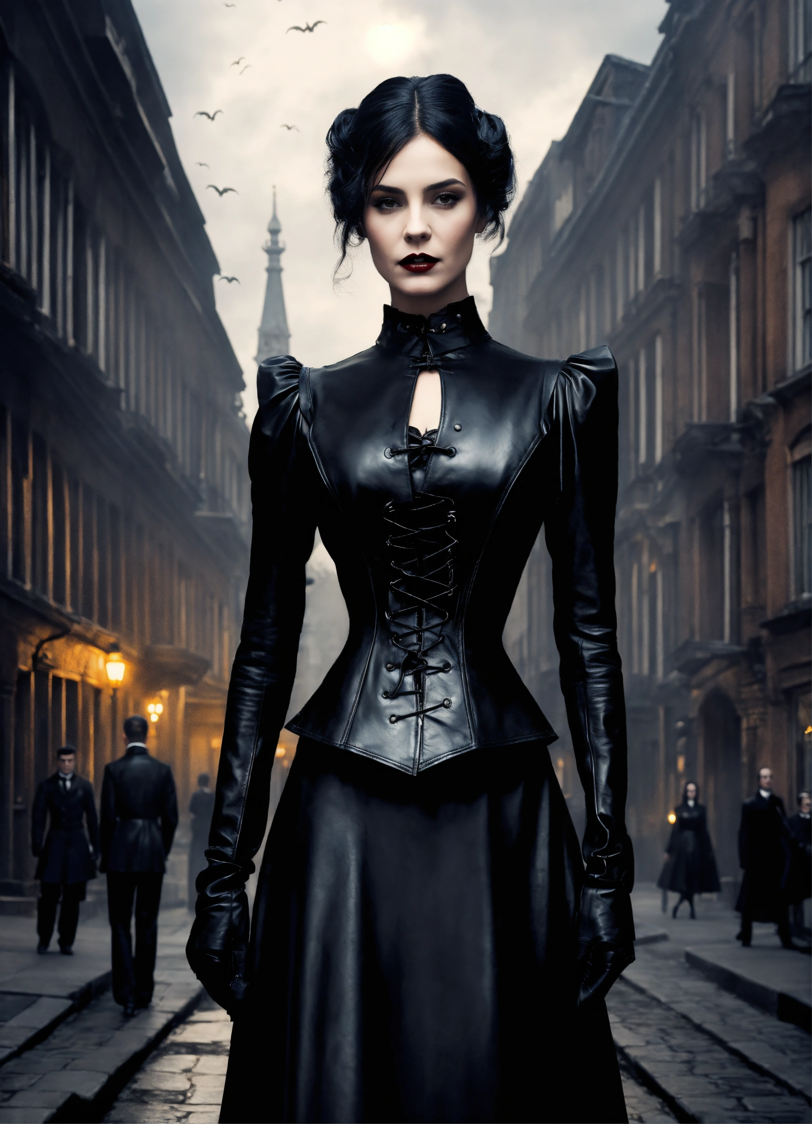 Lexica - Graphic novel art, stunning female vampire model, strict black ...