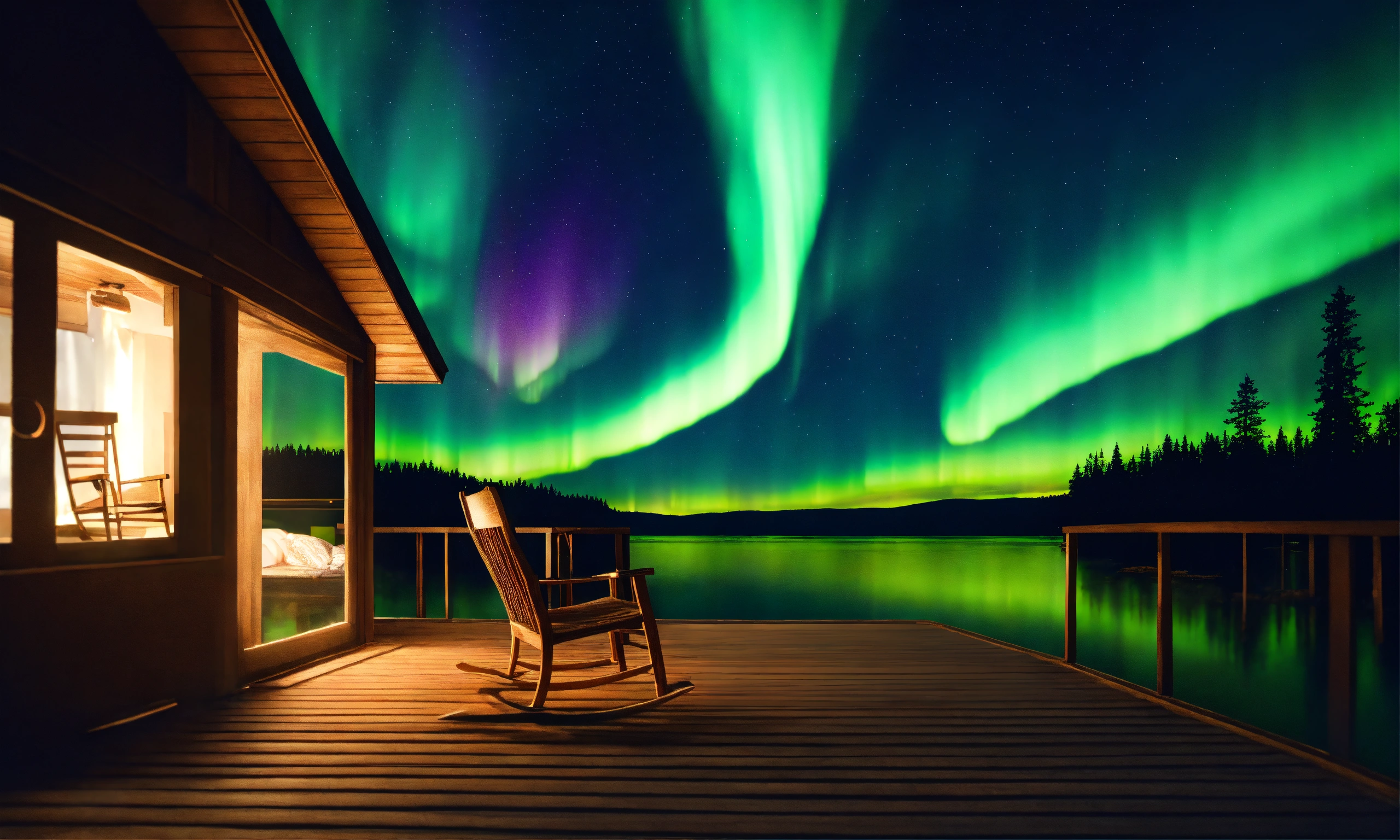 Lexica - Epic shot of ultra detailed and cozy porch in Sweden at a lake ...
