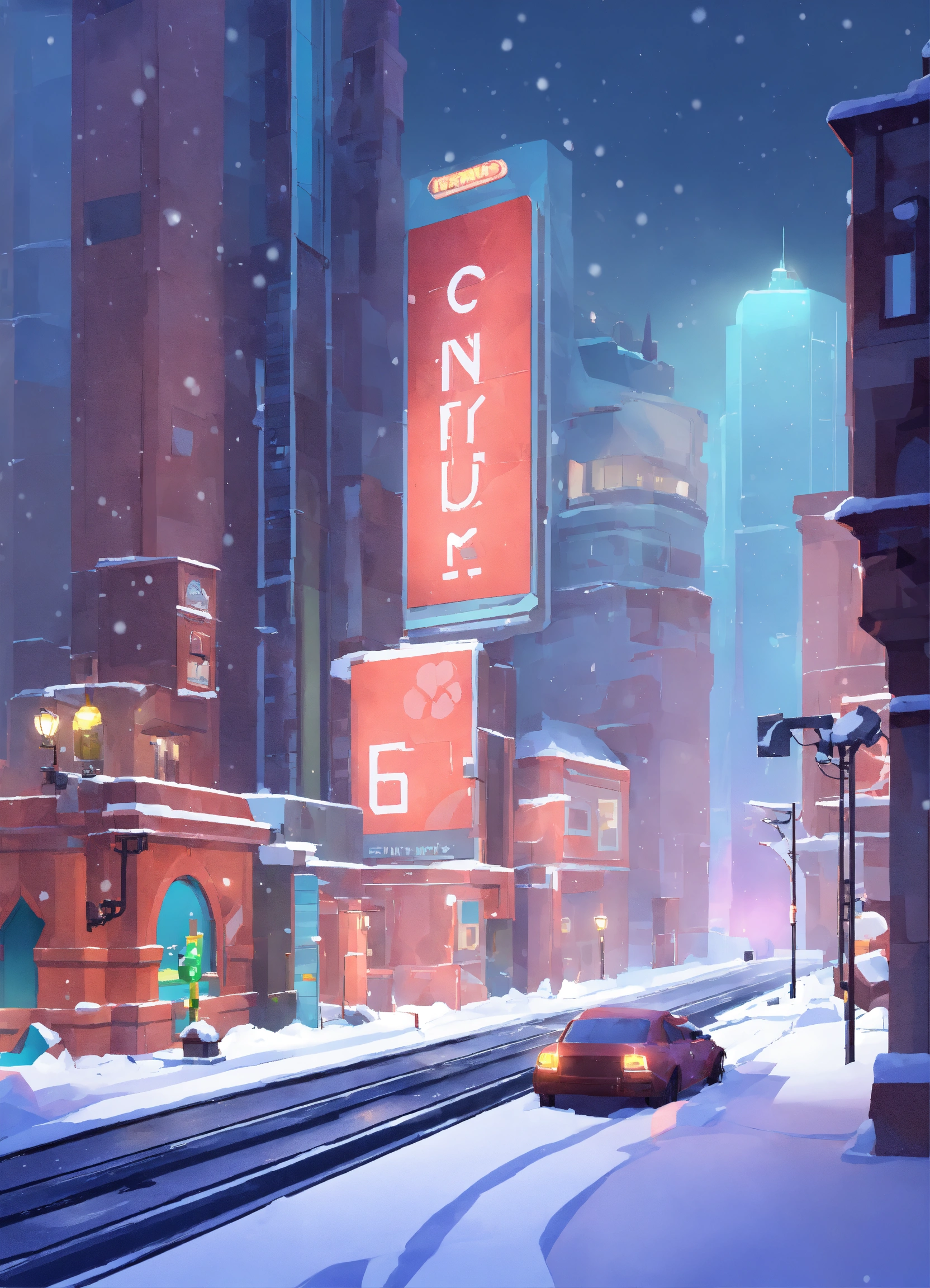 Lexica - Snowy metropolis, 3d platformer game, low poly, concept art