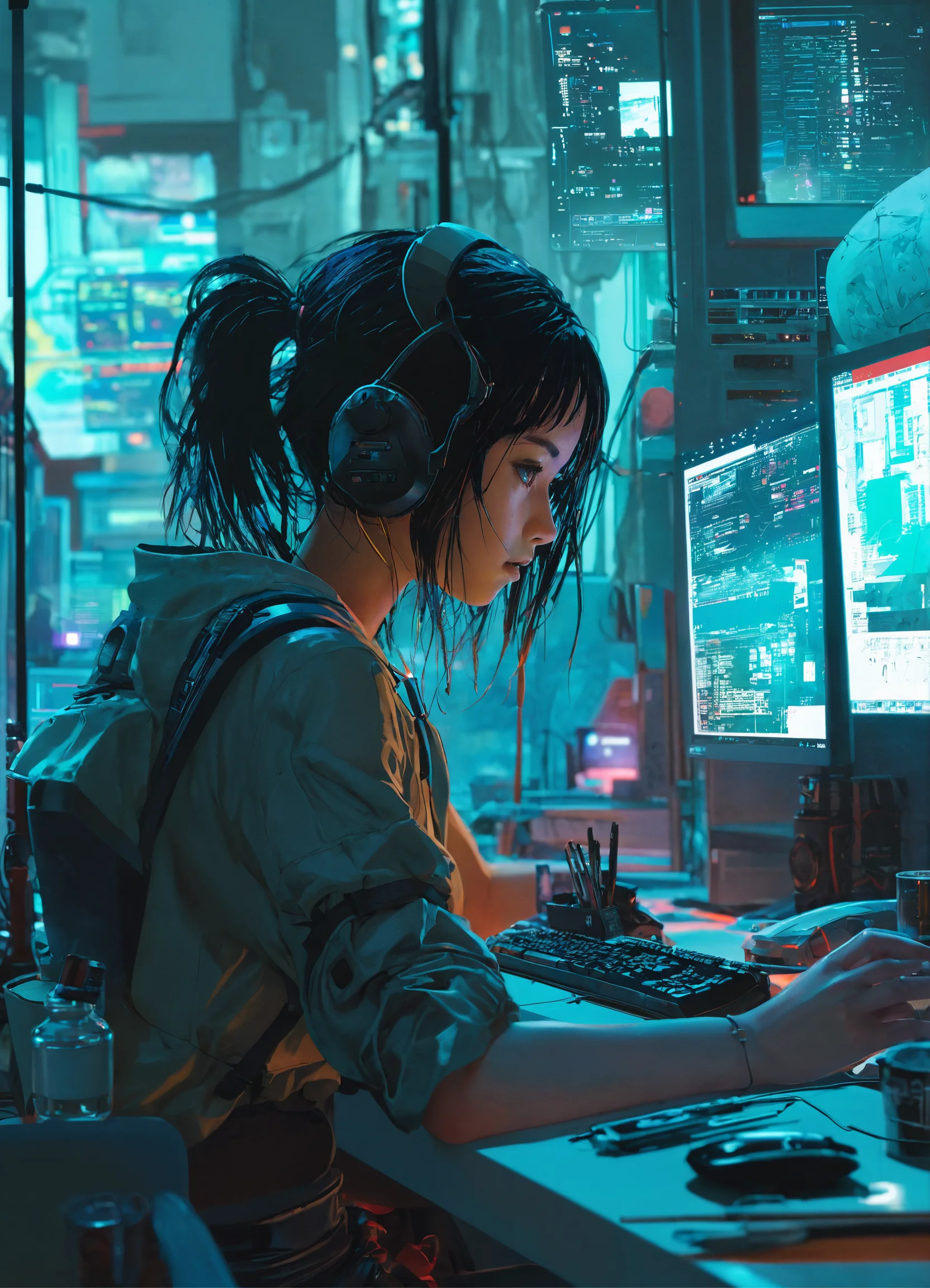Lexica - Create a high resolution artwork of Cyberpunk Girl is ...
