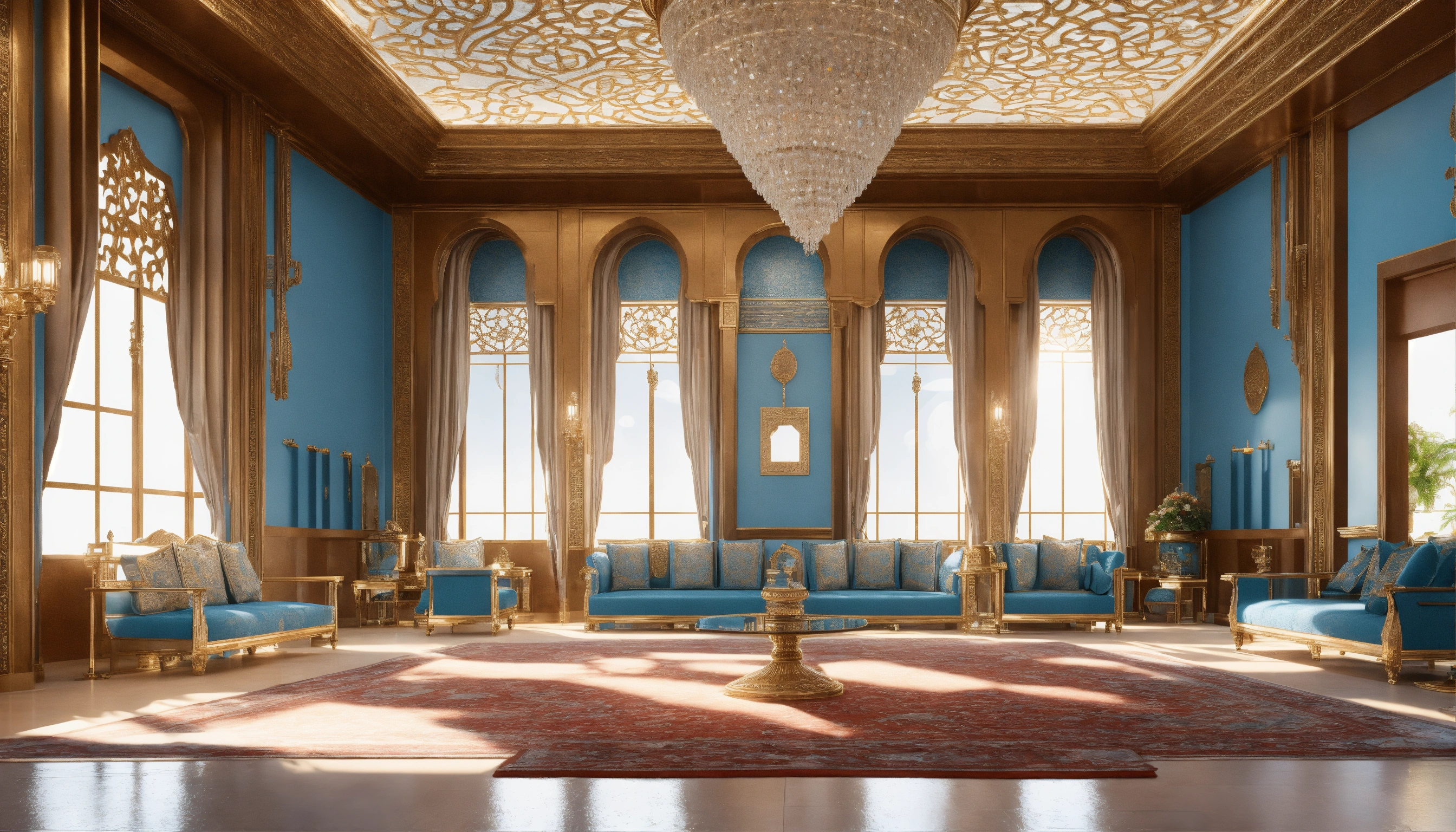 Lexica - Saudi palace interior room, traditional, setting area, seats ...