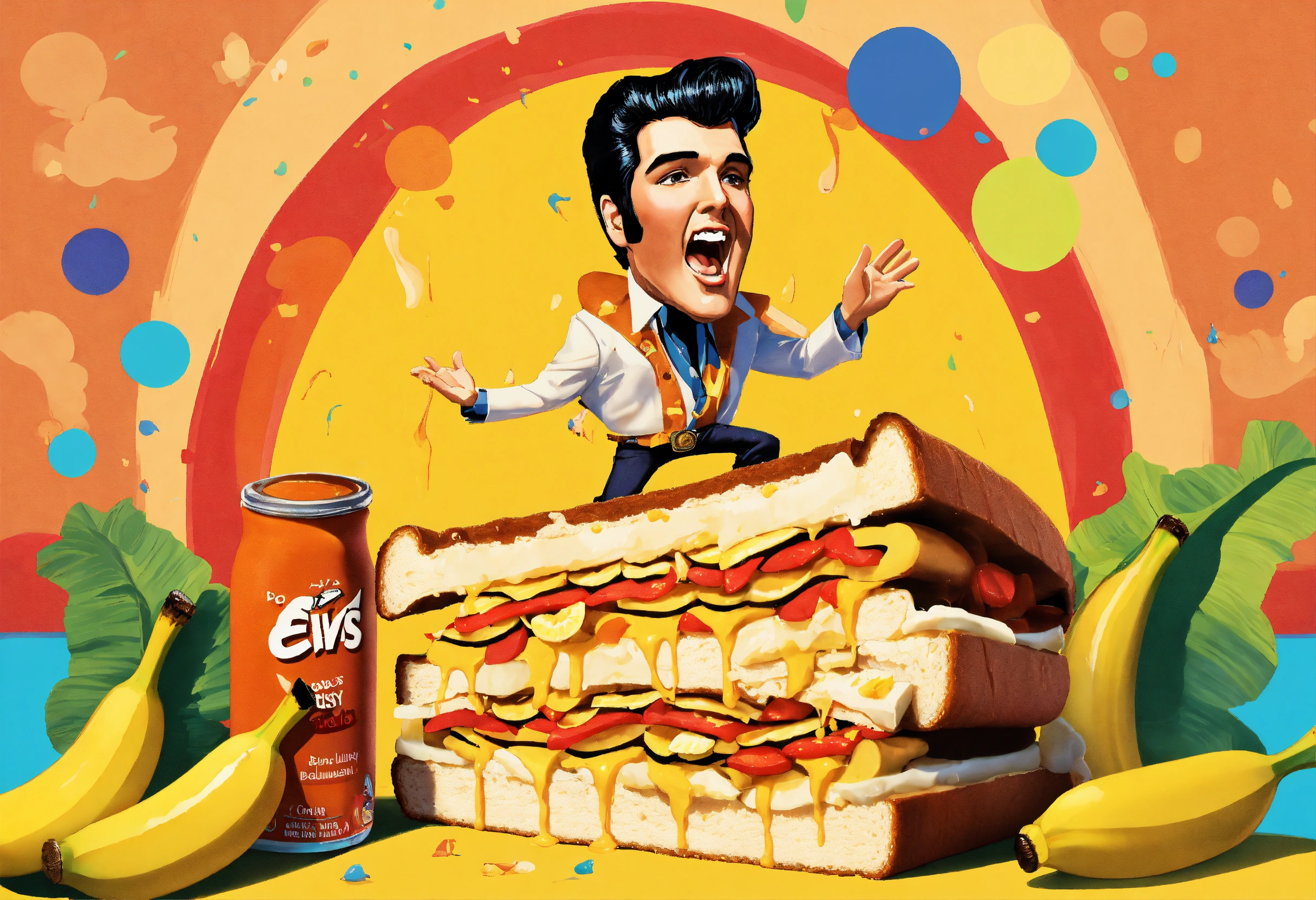 Lexica Create an image of Elvis Presley stuck in a giant peanut